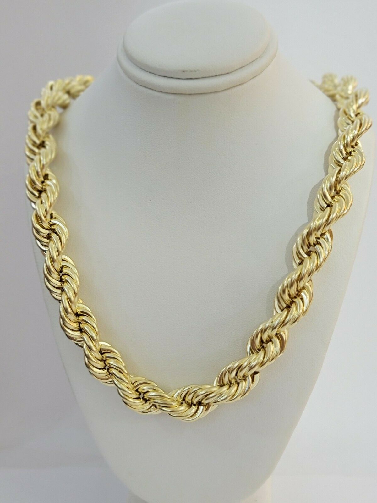 REAL 10k Gold Rope Chain Mens Necklace 12mm 22" 24" 26" 28" 30" 10kt Yellow Gold - GoldenlinQ