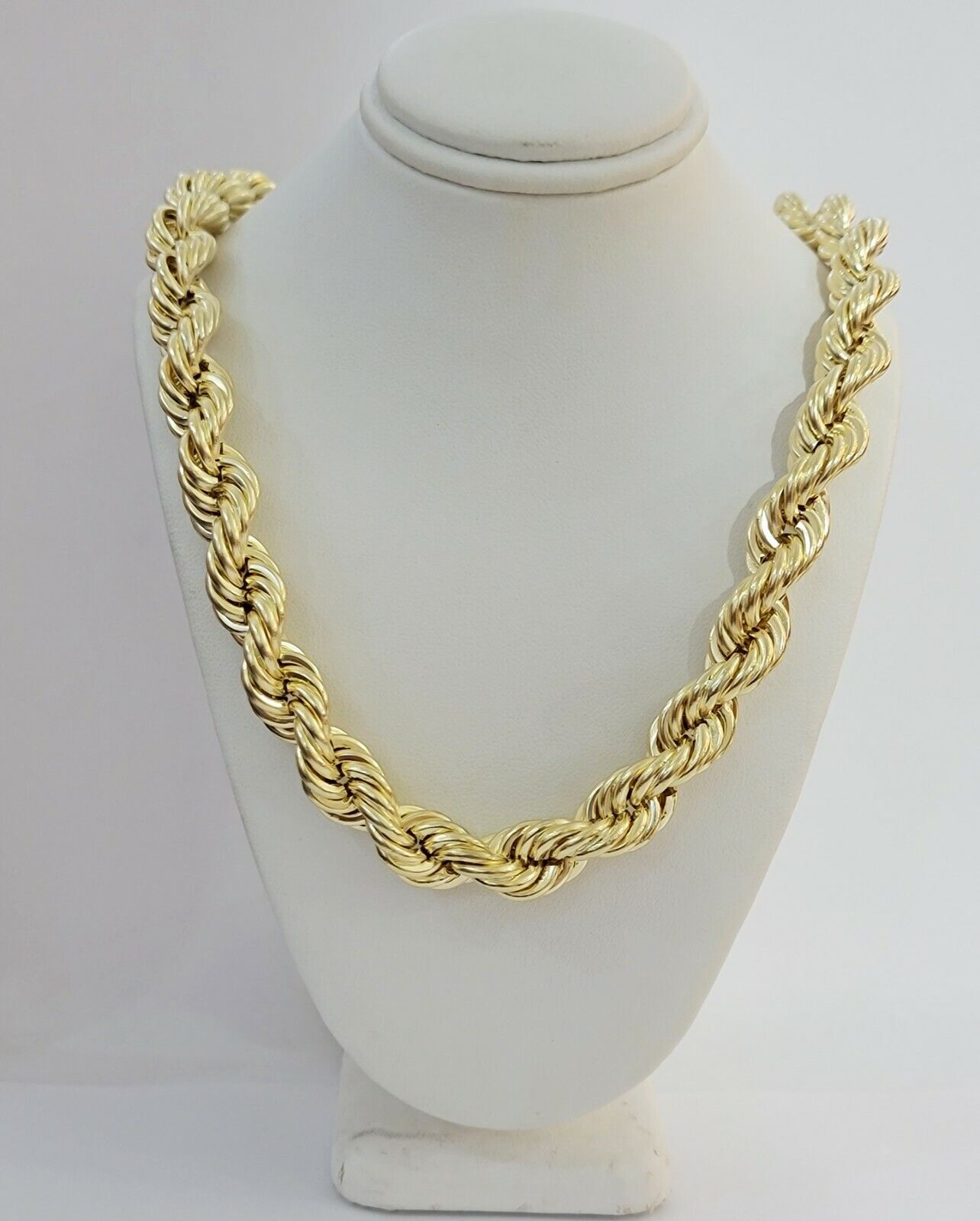 REAL 10k Gold Rope Chain Mens Necklace 12mm 24 Inch 10kt Yellow Gold , Thick - GoldenlinQ