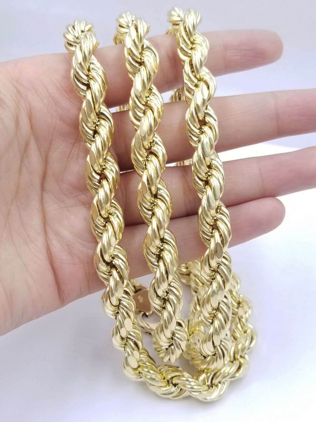 REAL 10k Gold Rope Chain Mens Necklace 12mm 24 Inch 10kt Yellow Gold , Thick - GoldenlinQ