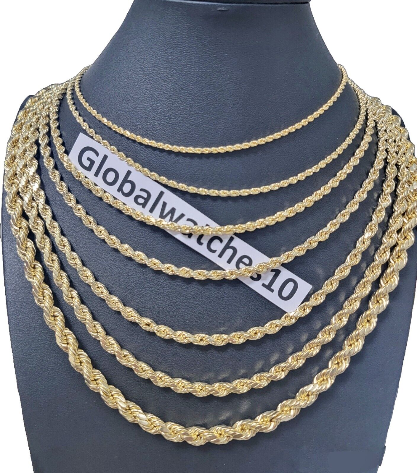 Real 10k Gold Rope Chain Necklace 18" - 30" Inch 3mm - 10mm Men & Women DISCOUNT - GoldenlinQ