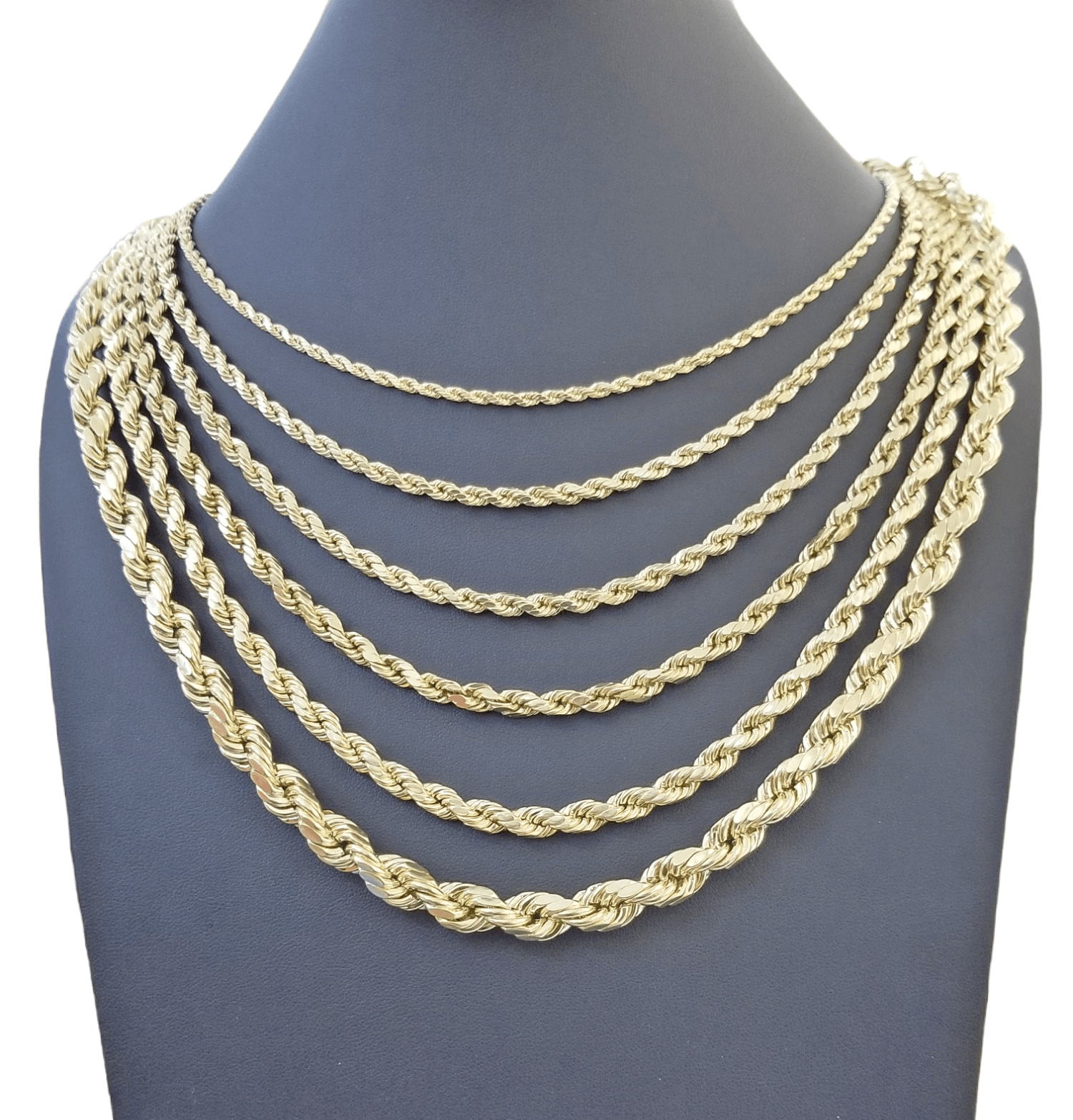 Real 10k Gold Rope Chain Necklace 18" - 30" Inch 3mm - 10mm Men & Women DISCOUNT - GoldenlinQ
