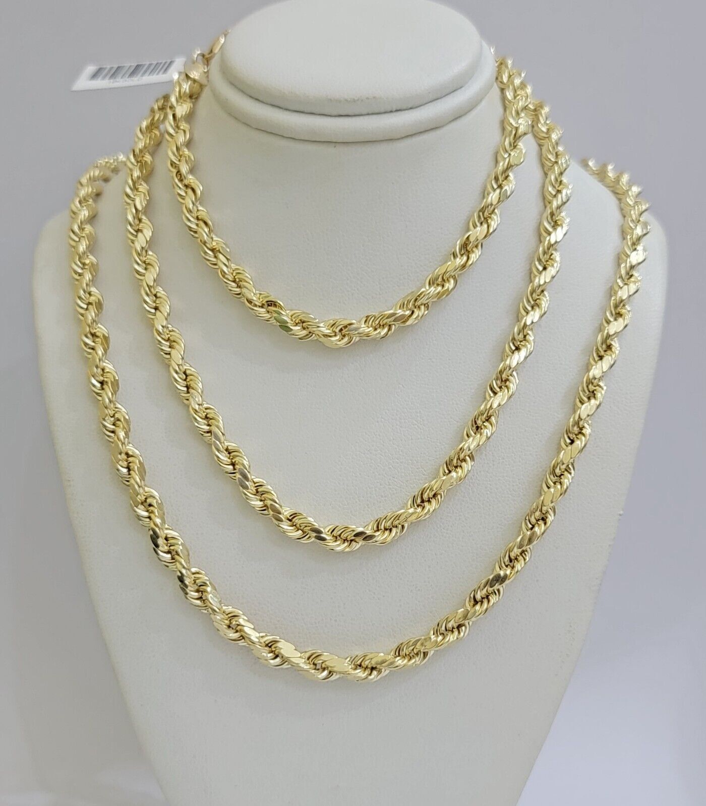 Real 10k Gold Rope Chain Necklace 18 - 30 Inch 3mm to 10mm Diamond Cut 10KT Yellow - GoldenlinQ