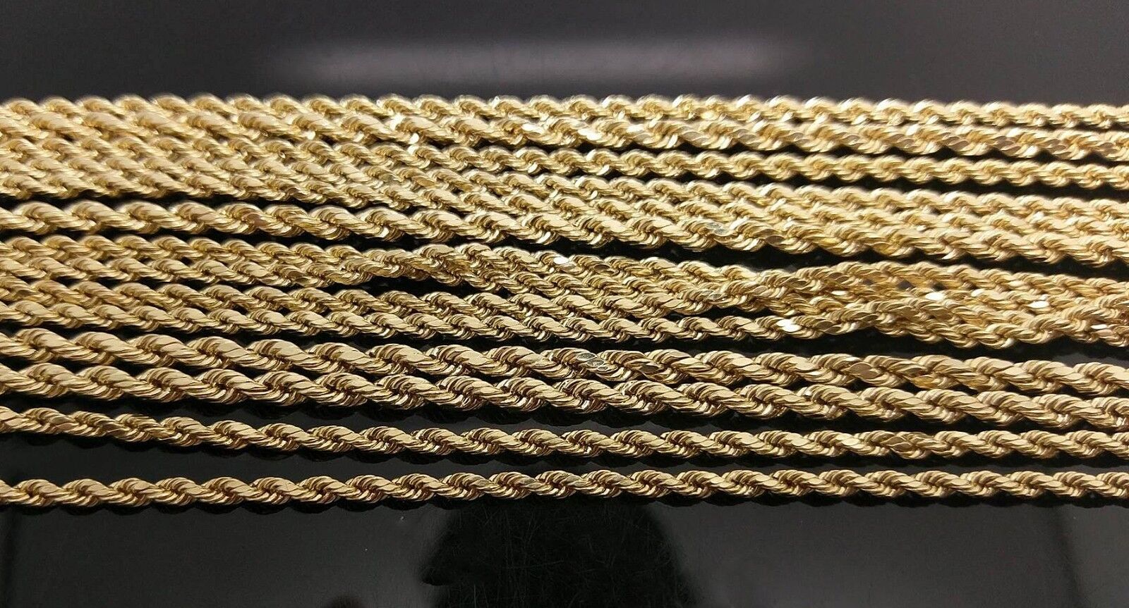 Real 10k Gold Rope Chain Necklace 2.5mm 16" 18" 20" 22" 24" 26" 28" Men Women - GoldenlinQ