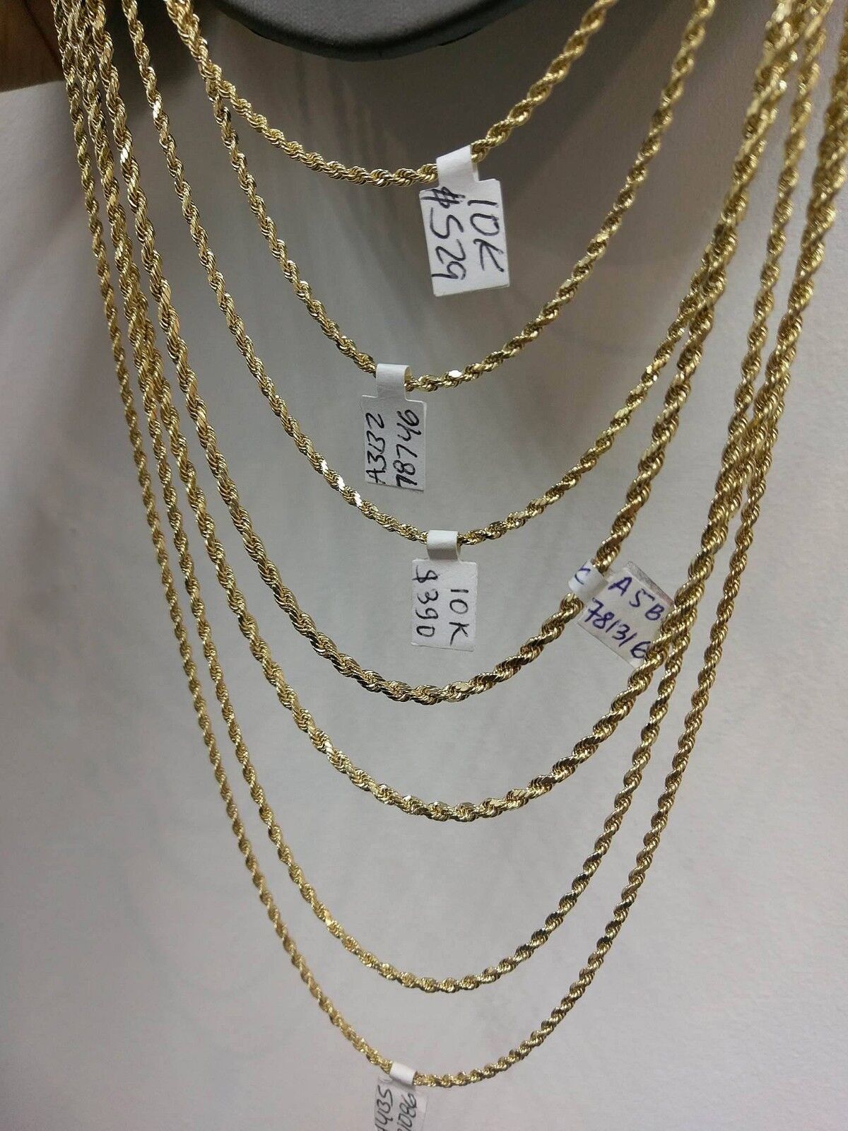 Real 10k Gold Rope Chain Necklace 2.5mm 16" 18" 20" 22" 24" 26" 28" Men Women - GoldenlinQ