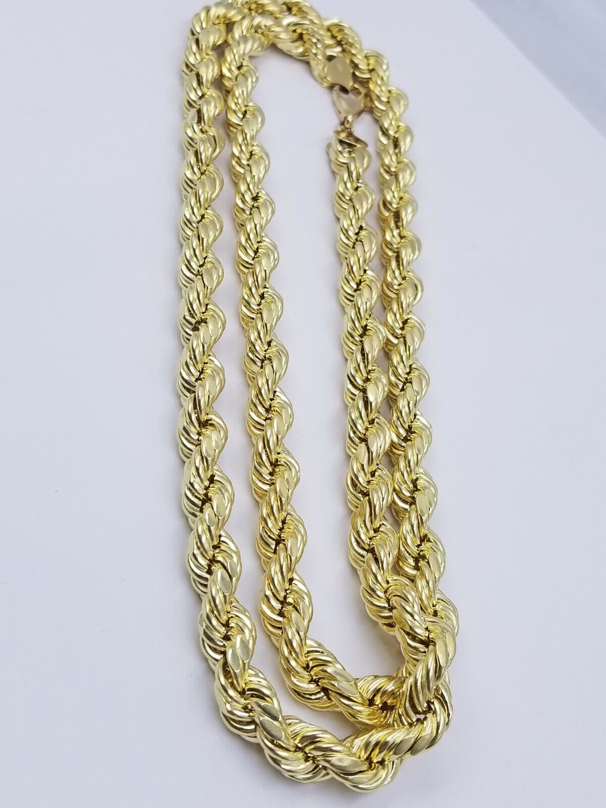 Real 10k Gold Rope Chain Necklace 9mm 28 Inch Diamond Cut 10kt Yellow Gold REAL - GoldenlinQ