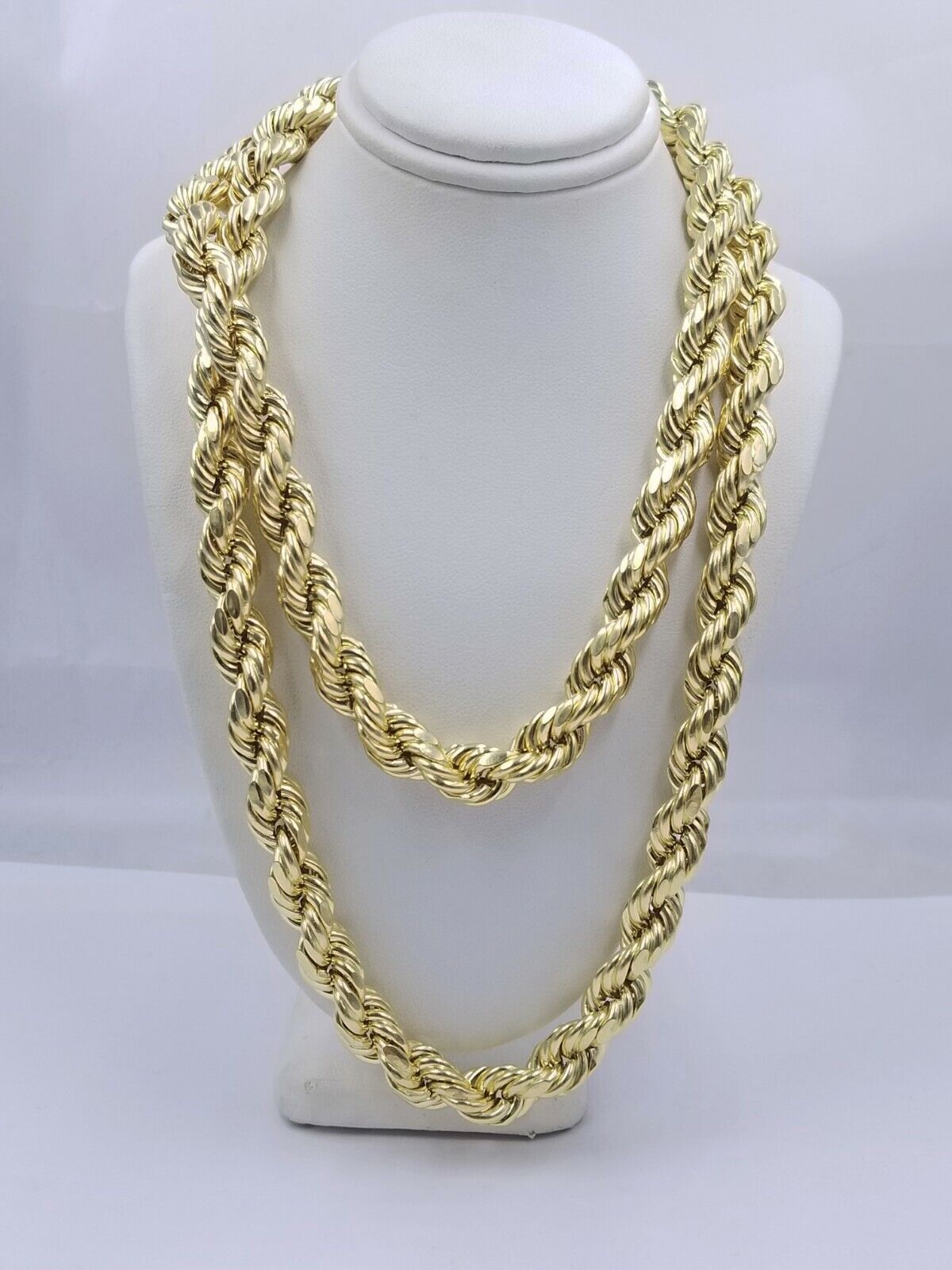 Real 10k Gold Rope Chain Necklace 9mm 28 Inch Diamond Cut 10kt Yellow Gold REAL - GoldenlinQ
