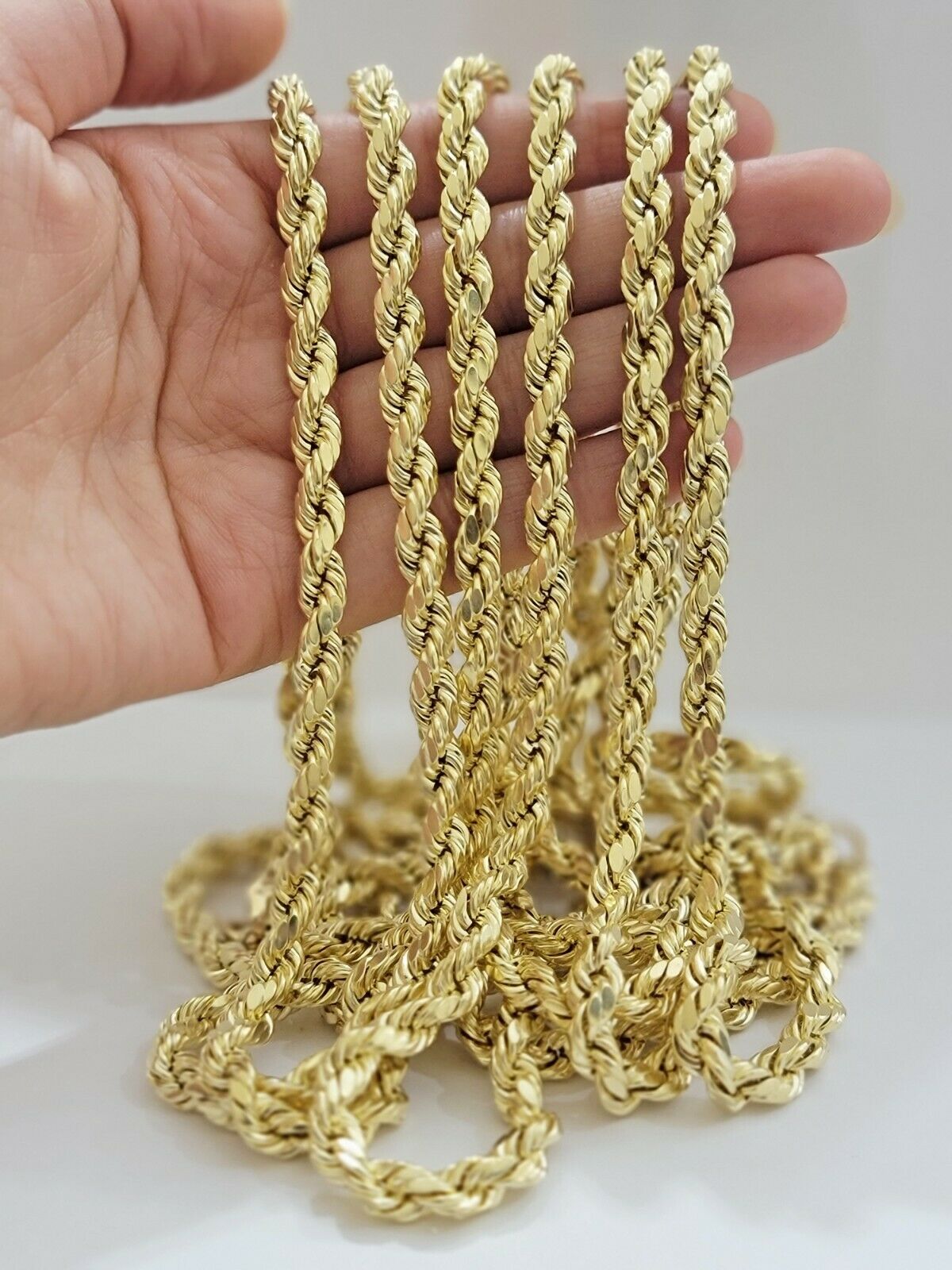REAL 10k Gold Rope Necklace 24" 7mm Mens Chain 10kt Yellow Gold Lobster,Bracelet - GoldenlinQ