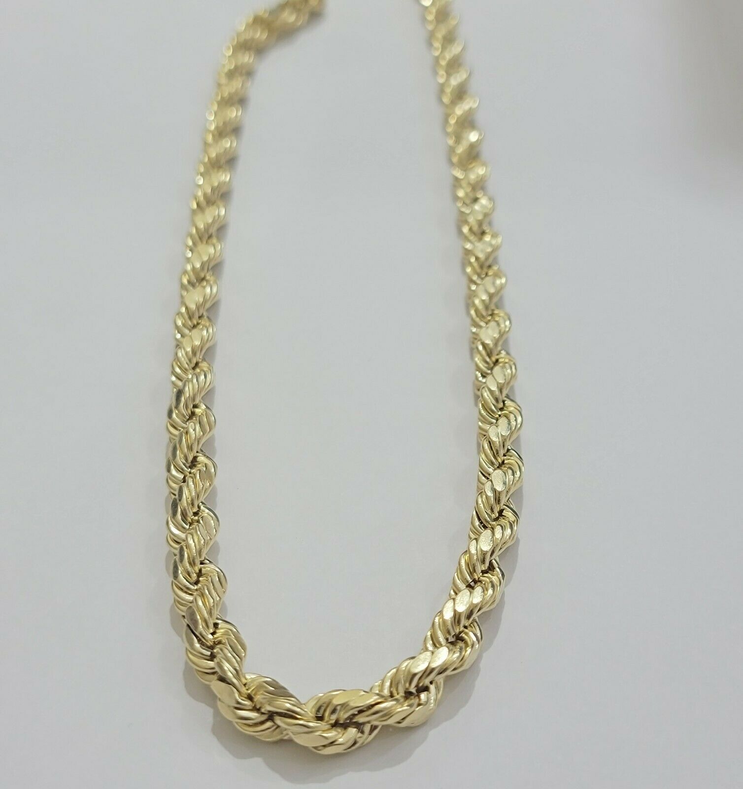REAL 10k Gold Rope Necklace 24" 7mm Mens Chain 10kt Yellow Gold Lobster,Bracelet - GoldenlinQ