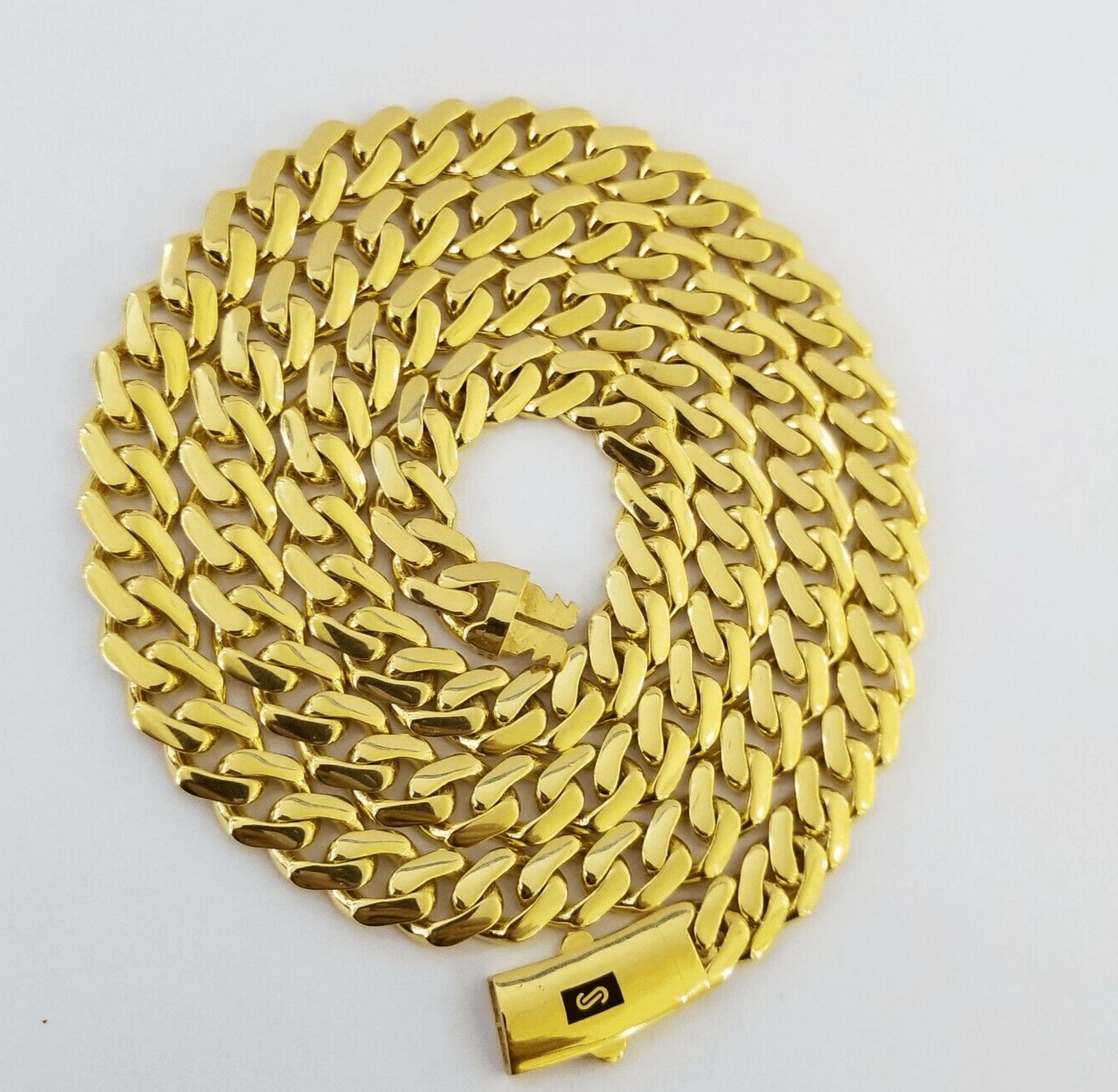 Real 10k Gold Royal Miami Cuban Monaco Link 8mm 22" yellow gold necklace - GoldenlinQ