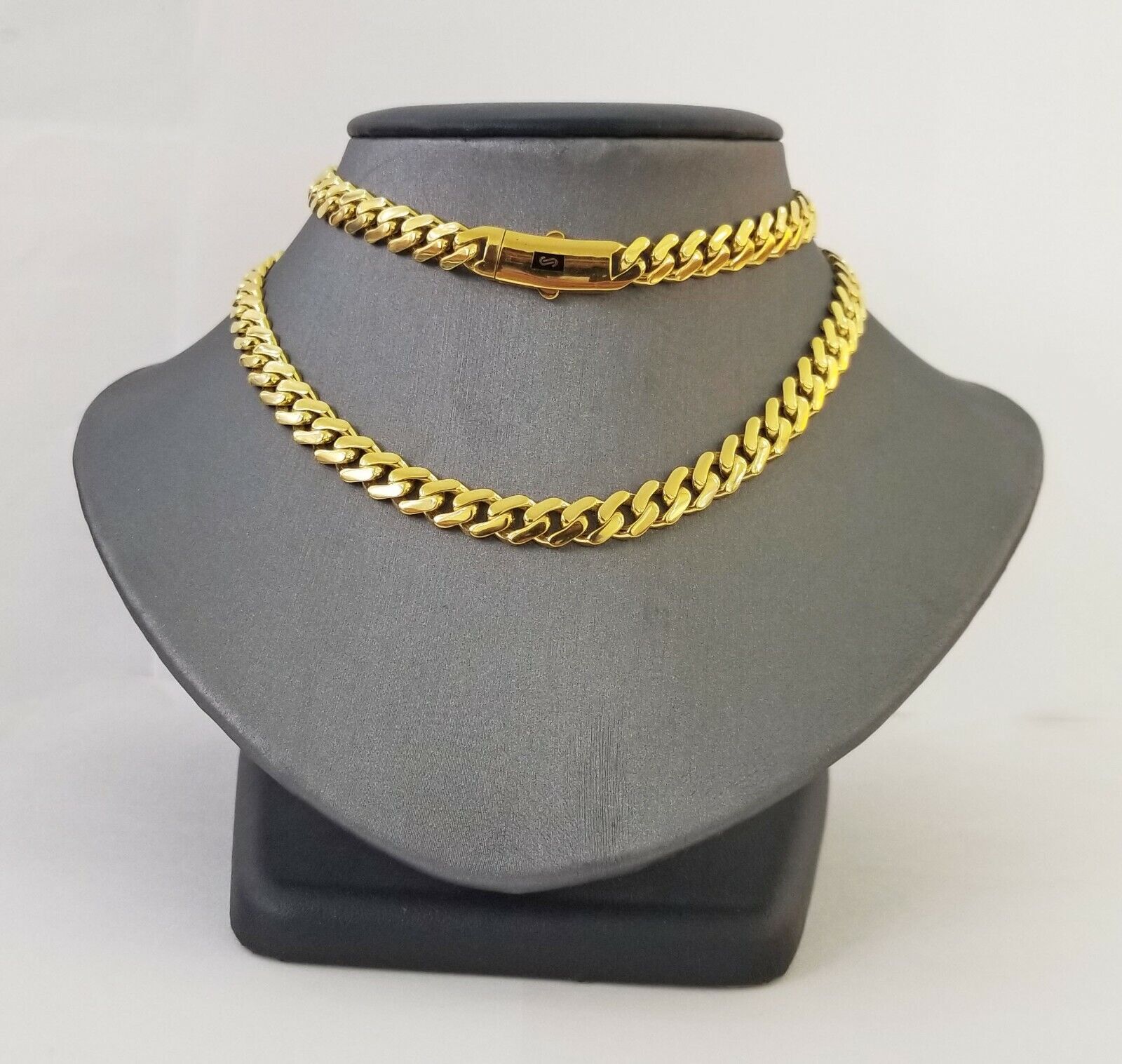 Real 10k Gold Royal Miami Cuban Monaco Link Chain 8mm 24" yellow gold necklace - GoldenlinQ