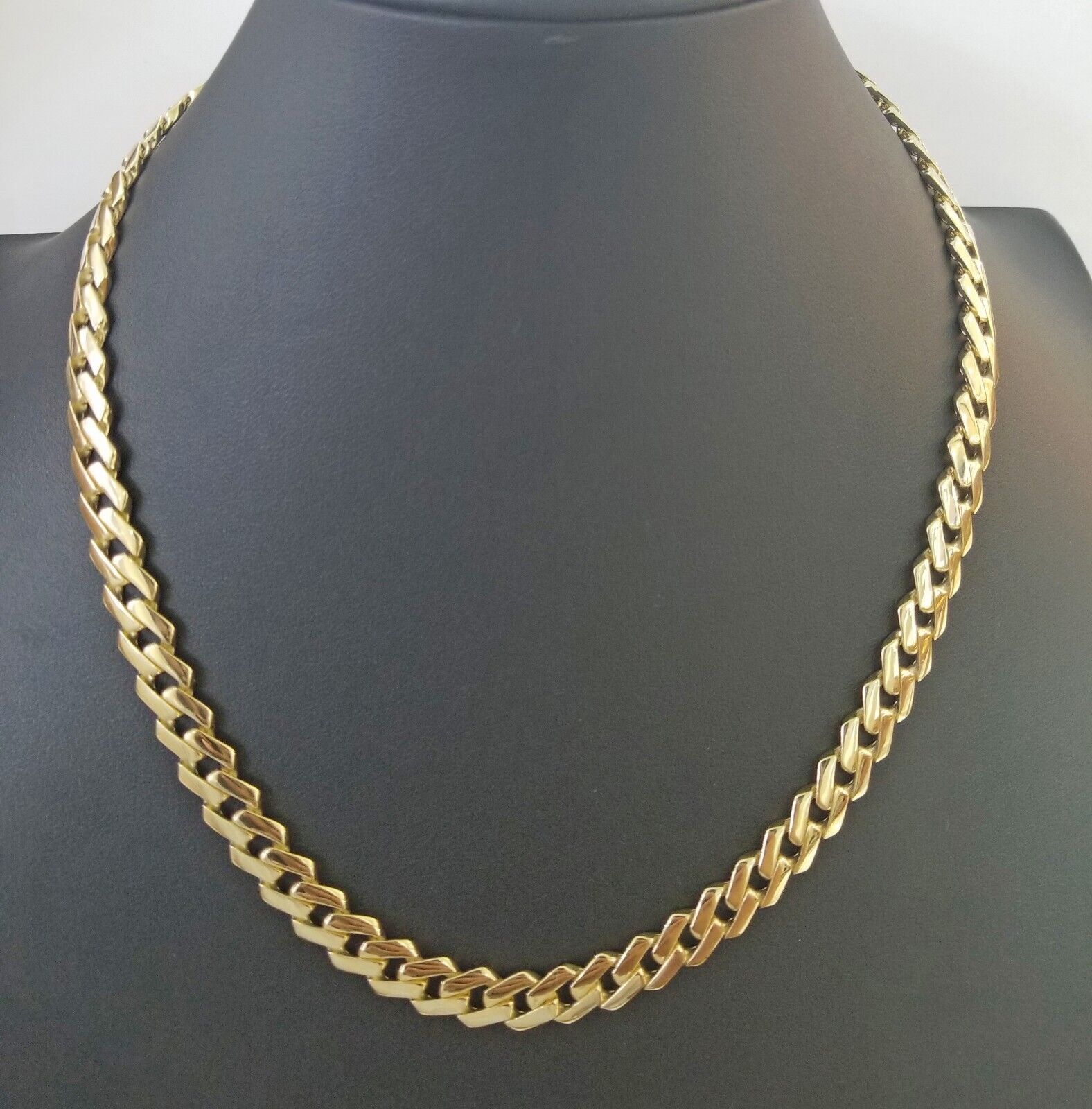 Real 10k Gold Royal Miami Cuban Monaco Link Chain 9mm 20" yellow gold necklace - GoldenlinQ
