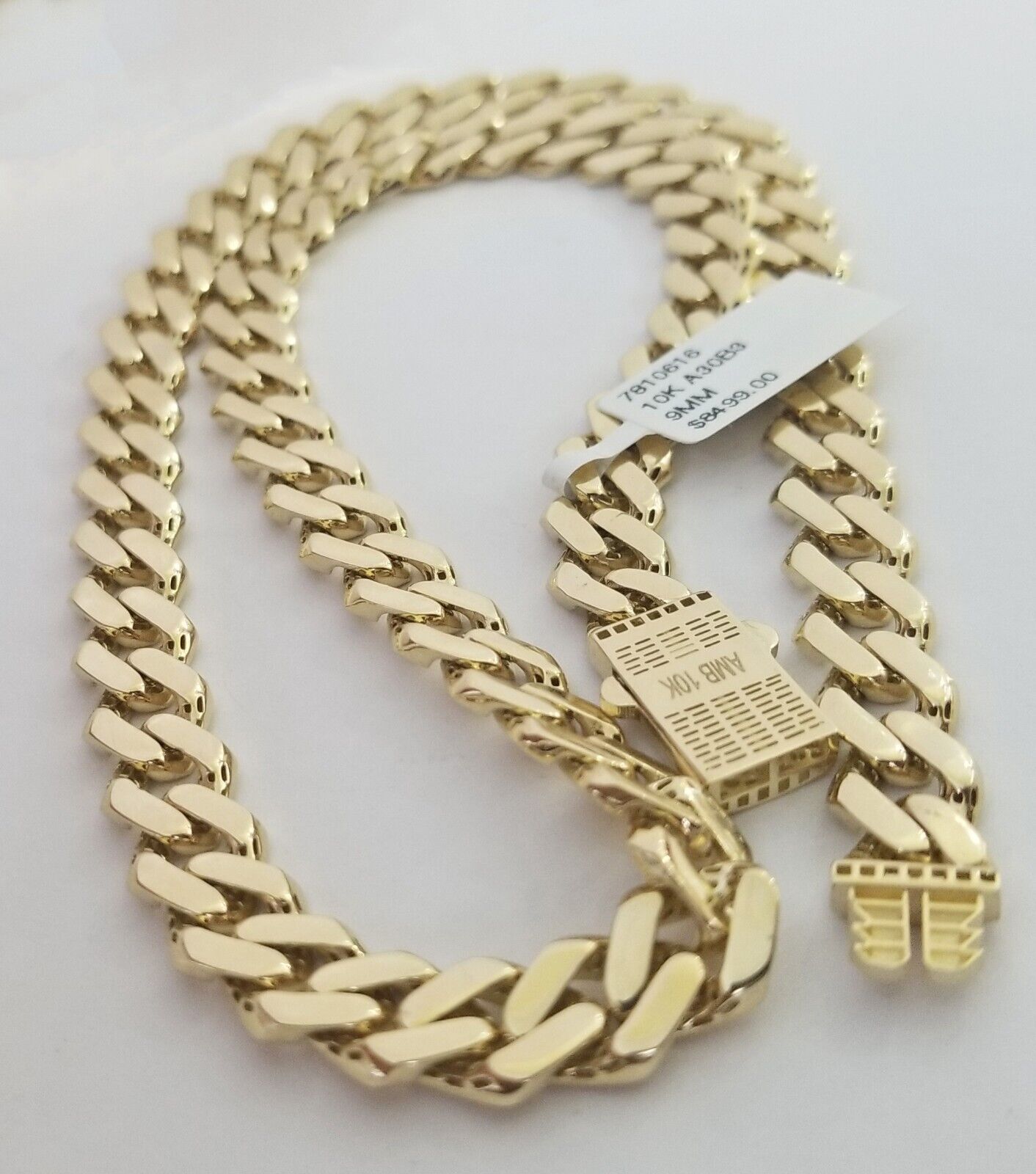 Real 10k Gold Royal Miami Cuban Monaco Link Chain 9mm 20" yellow gold necklace - GoldenlinQ