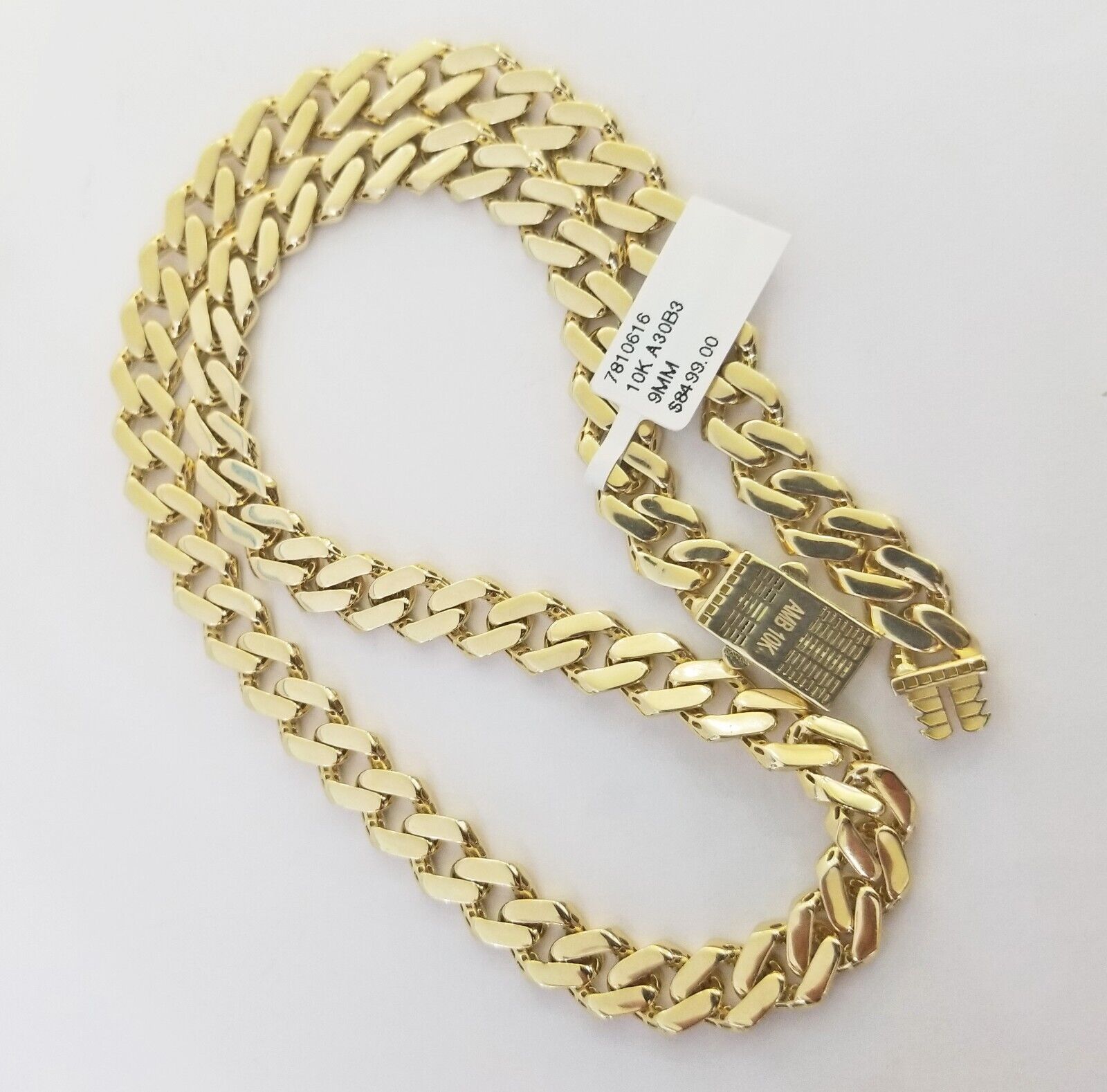 Real 10k Gold Royal Miami Cuban Monaco Link Chain 9mm 20" yellow gold necklace - GoldenlinQ