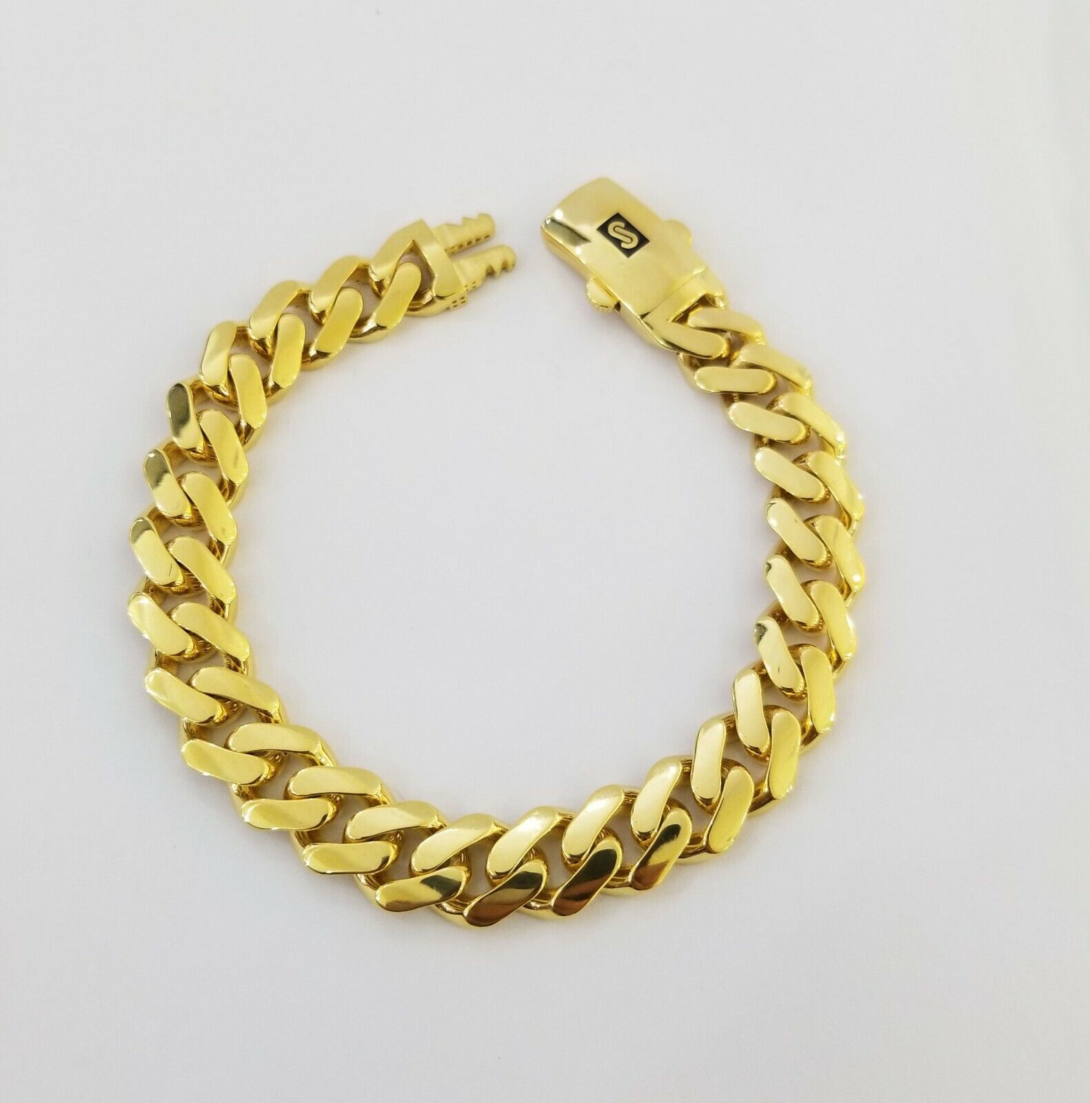 Real 10K Gold Royal Monaco Miami Cuban Link 9" Chain Bracelet w Box Clasp 11mm - GoldenlinQ