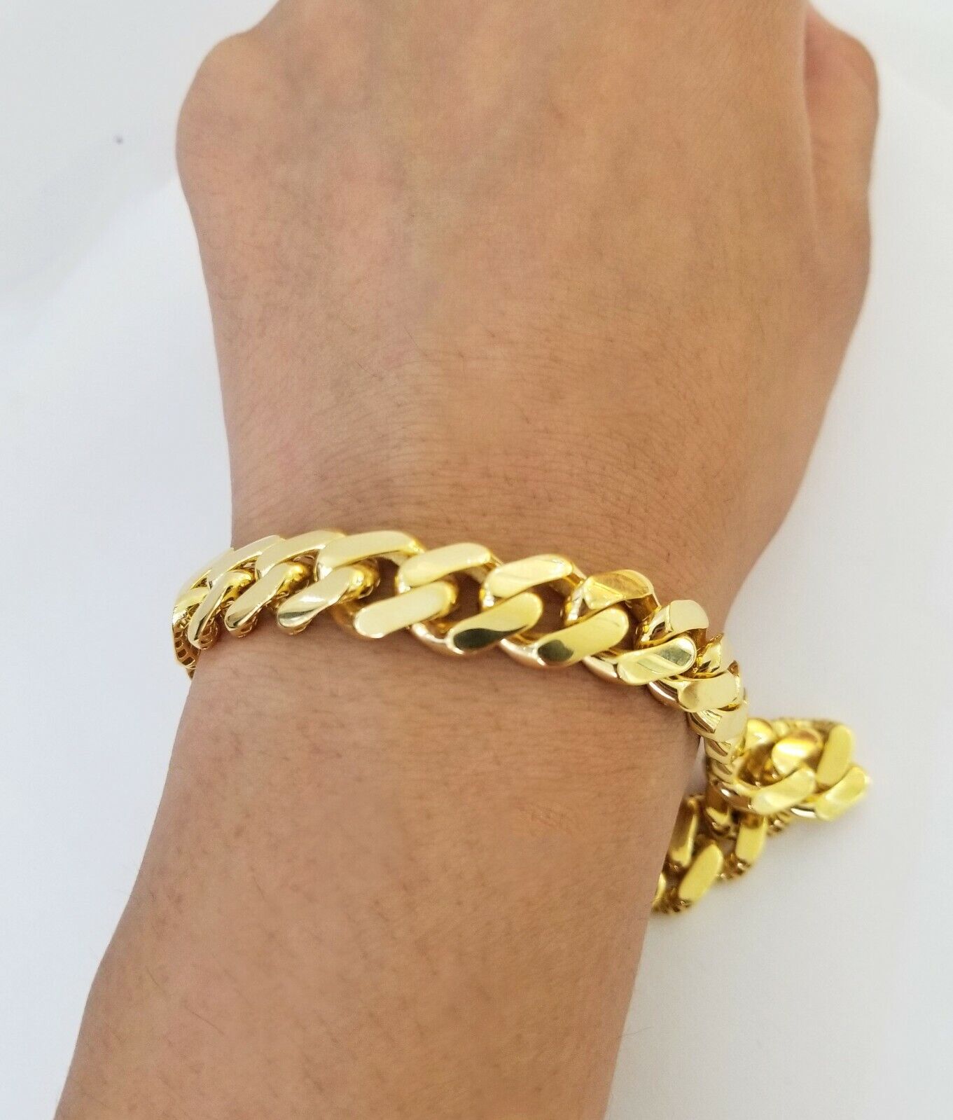 Real 10K Gold Royal Monaco Miami Cuban Link 9" Chain Bracelet w Box Clasp 11mm - GoldenlinQ