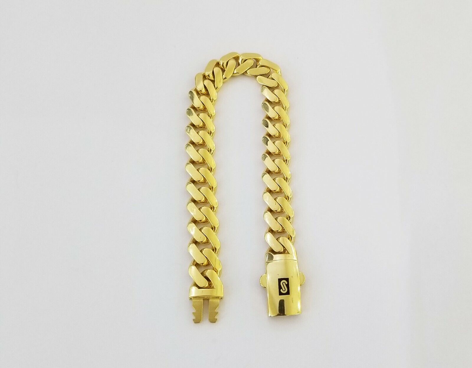 Real 10K Gold Royal Monaco Miami Cuban Link 9" Chain Bracelet w Box Clasp 11mm - GoldenlinQ