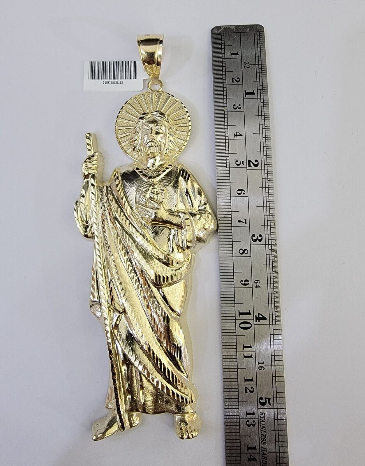 Real 10K Gold Saint Jude Charm Diamond Cut 10kt yellow Gold Charm - GoldenlinQ