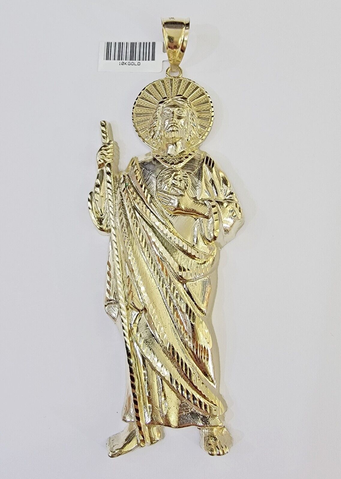 Real 10K Gold Saint Jude Charm Diamond Cut 10kt yellow Gold Charm - GoldenlinQ