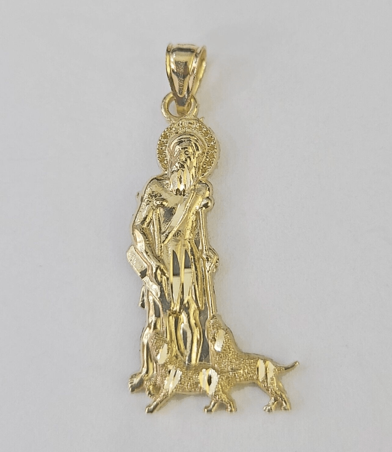 Real 10K Gold Saint Lazaro Charm 10kt yellow Gold Pendent Sheppard Dogs - GoldenlinQ