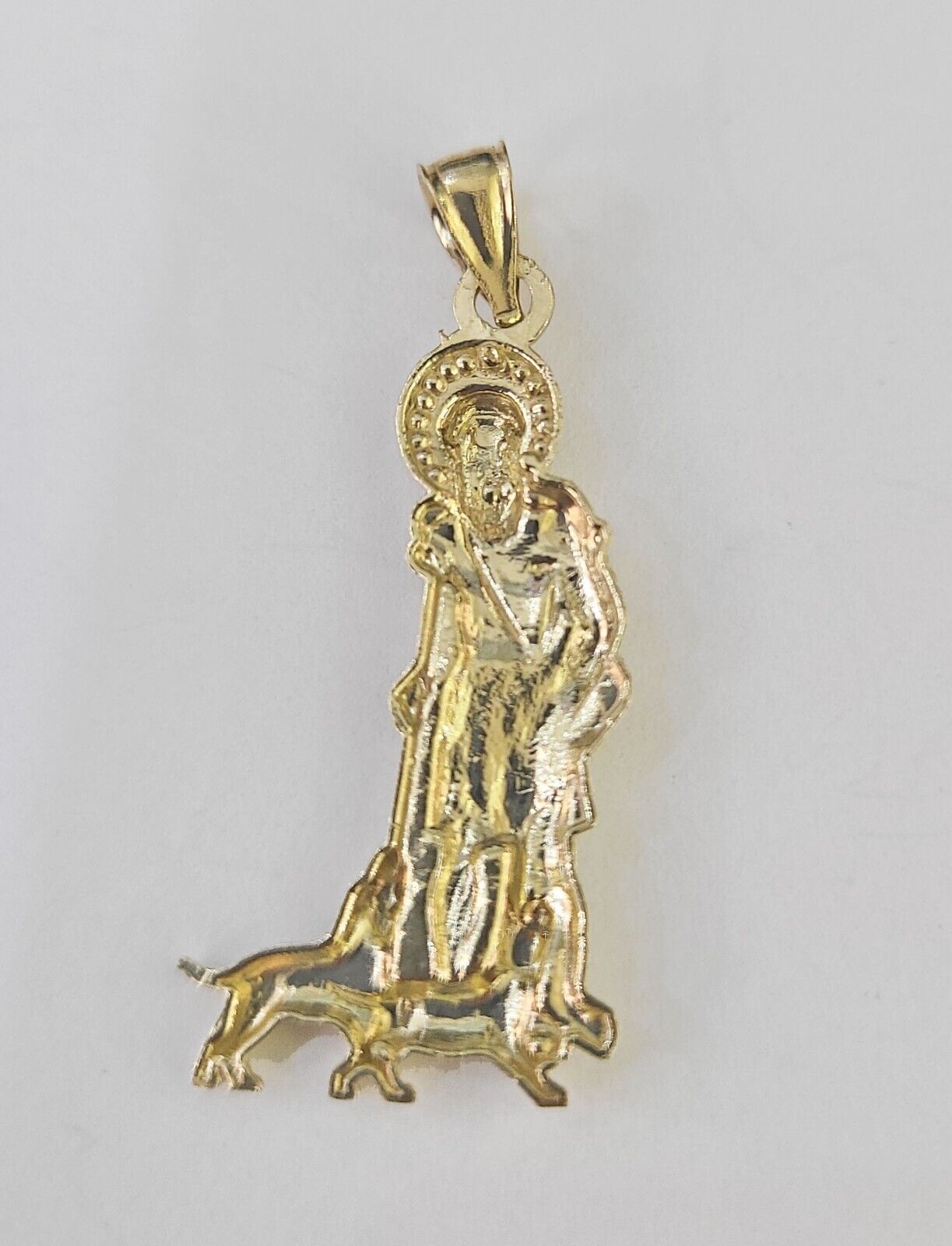 Real 10K Gold Saint Lazaro Charm 10kt yellow Gold Pendent Sheppard Dogs - GoldenlinQ