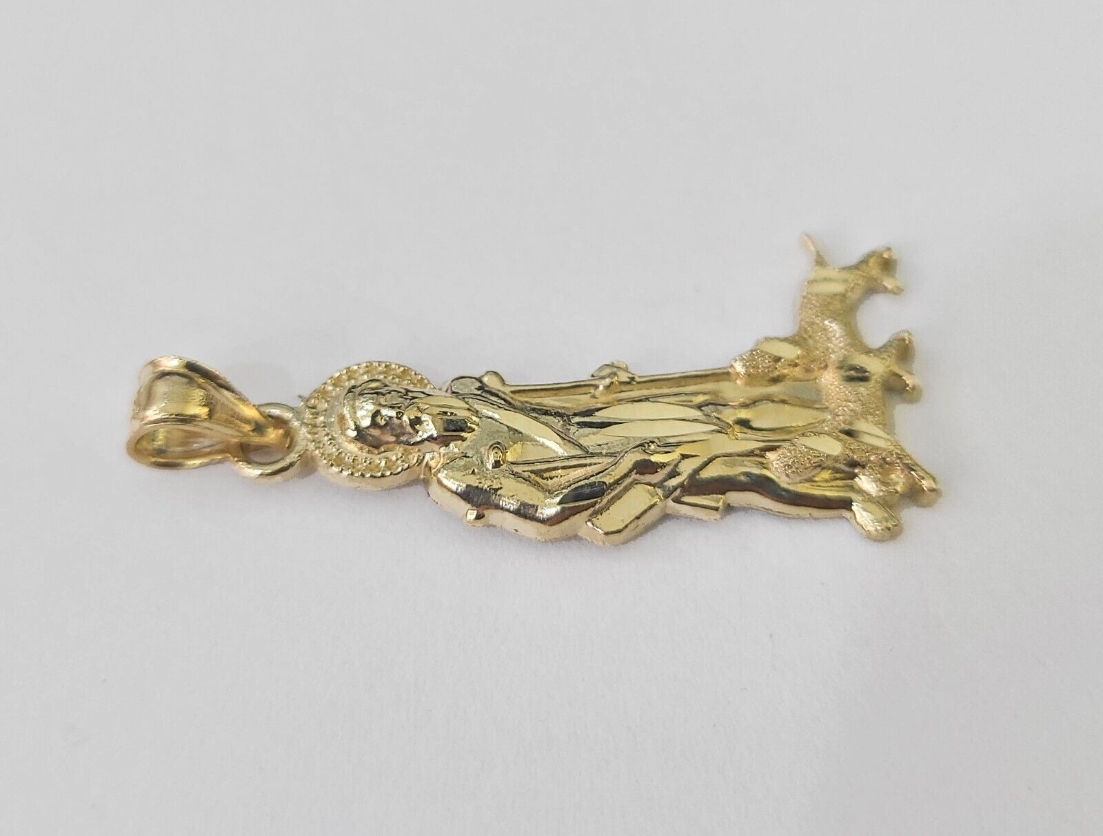 Real 10K Gold Saint Lazaro Charm 10kt yellow Gold Pendent Sheppard Dogs - GoldenlinQ