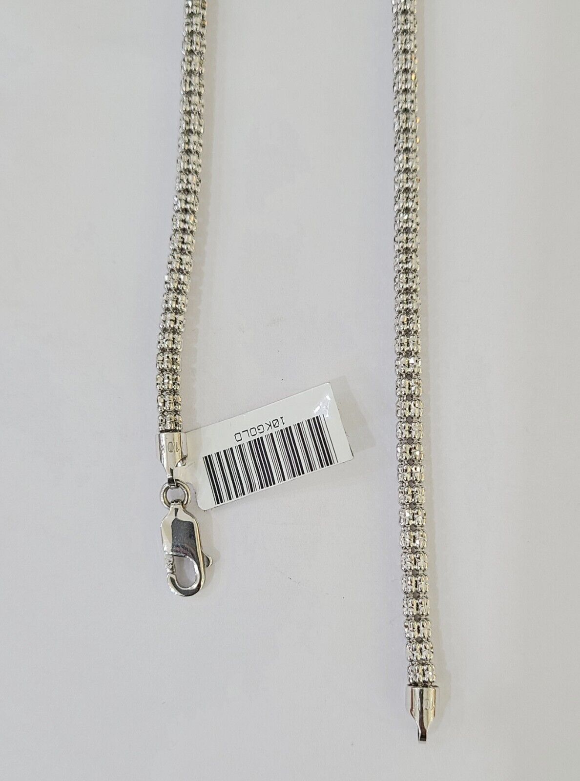 Real 10k Iced Bead Chain White Gold 4mm 24" Necklace Men Women Real Genuine - GoldenlinQ