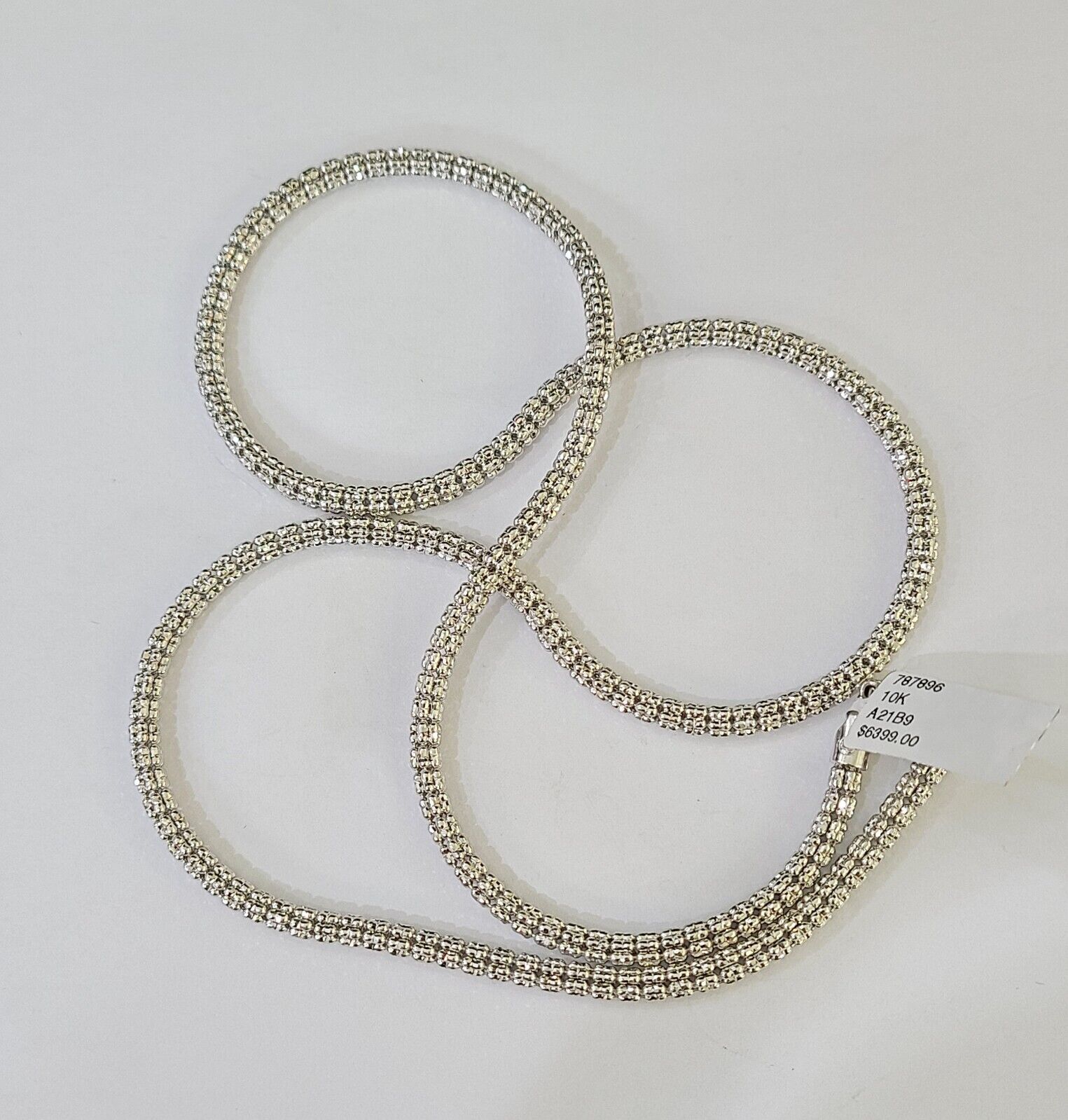 Real 10k Iced Bead Chain White Gold 4mm 24" Necklace Men Women Real Genuine - GoldenlinQ
