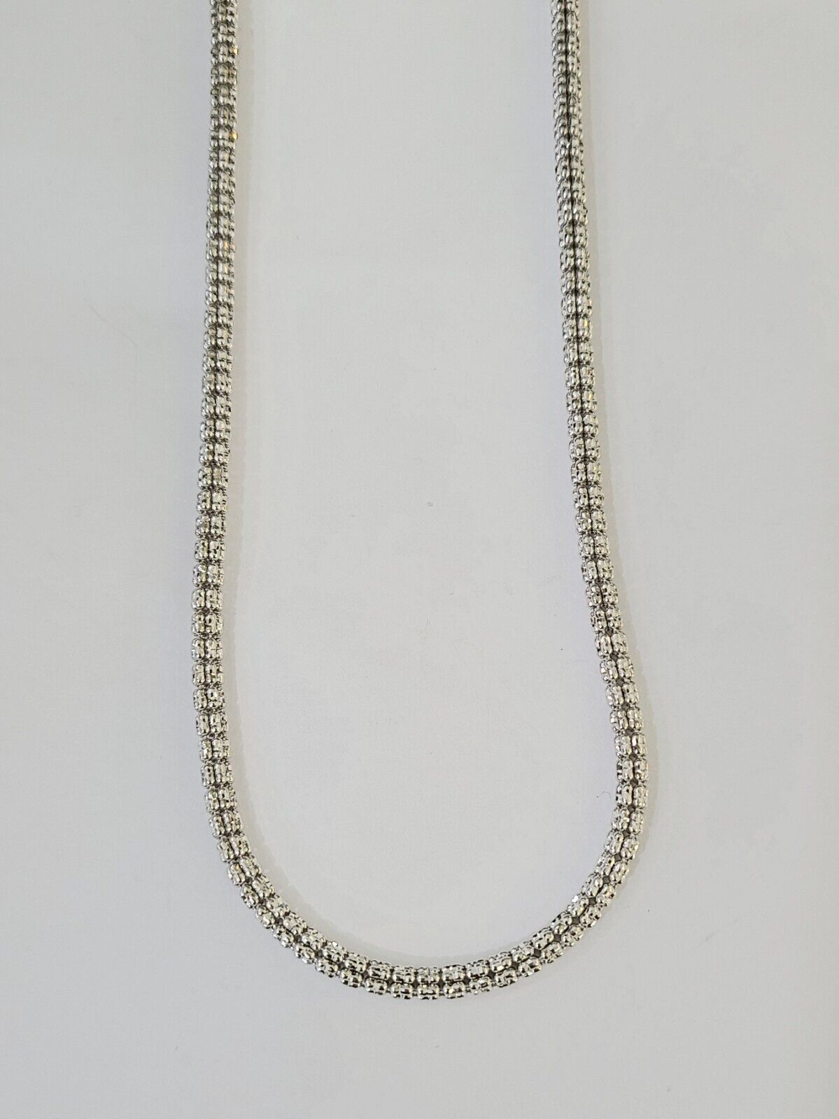 Real 10k Iced Bead Chain White Gold 4mm 24" Necklace Men Women Real Genuine - GoldenlinQ