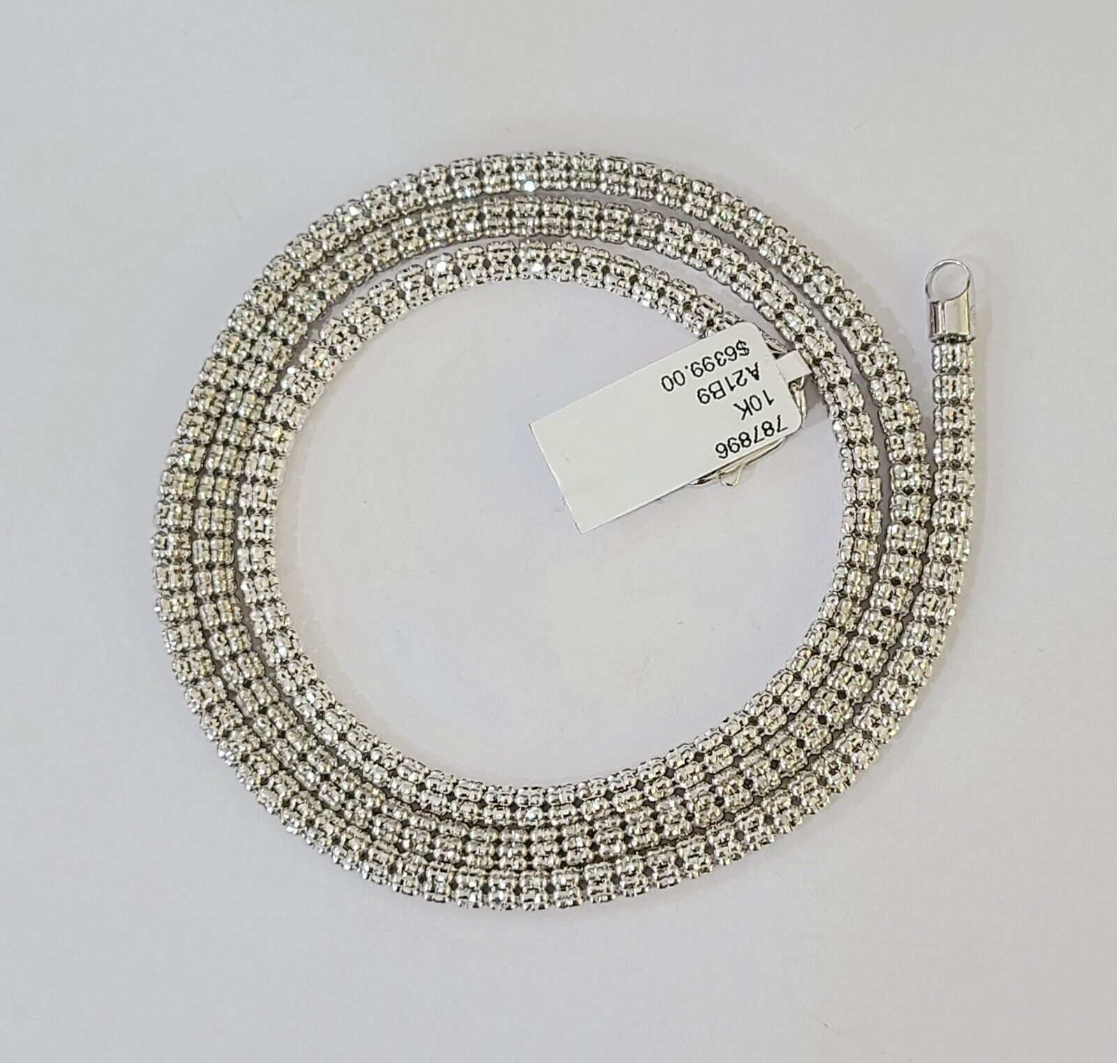 Real 10k Iced Bead Chain White Gold 4mm 24" Necklace Men Women Real Genuine - GoldenlinQ
