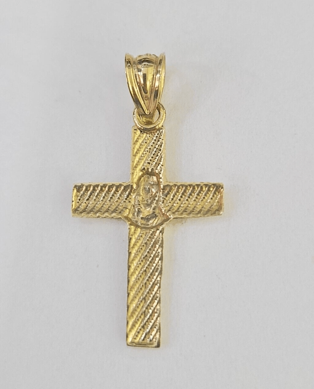 Real 10K Jesus Cross Pendant 1" Yellow Gold Charm Genuine - GoldenlinQ