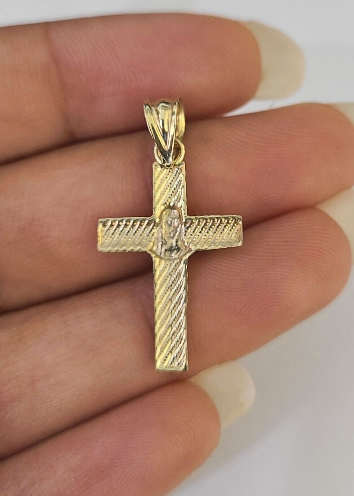 Real 10K Jesus Cross Pendant 1" Yellow Gold Charm Genuine - GoldenlinQ