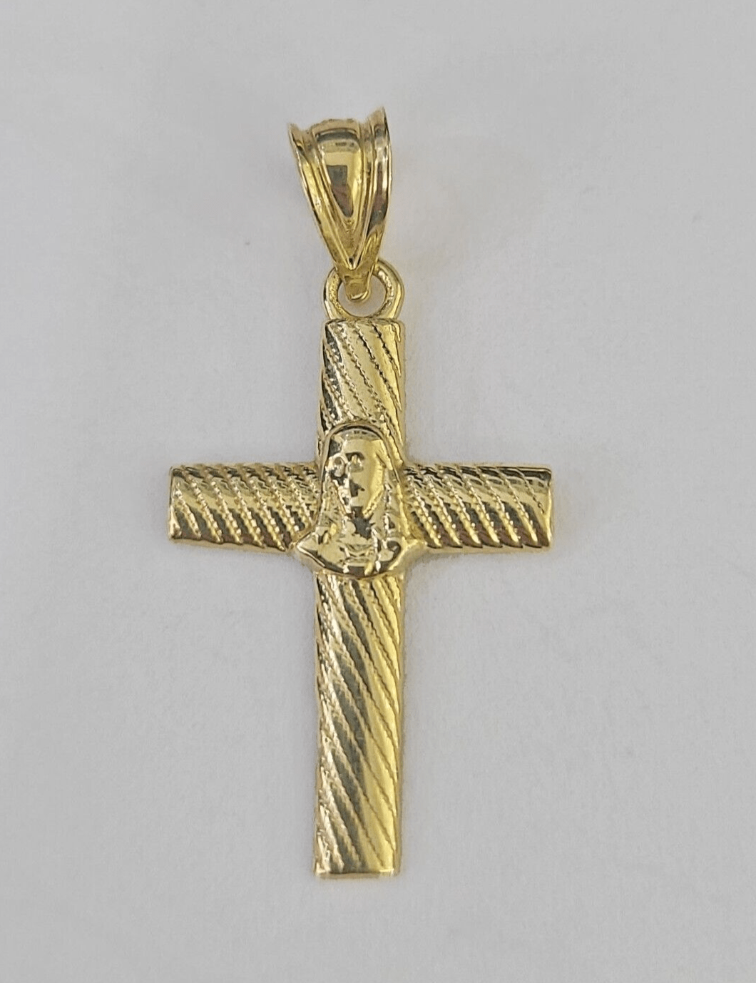 Real 10K Jesus Cross Pendant 1" Yellow Gold Charm Genuine - GoldenlinQ