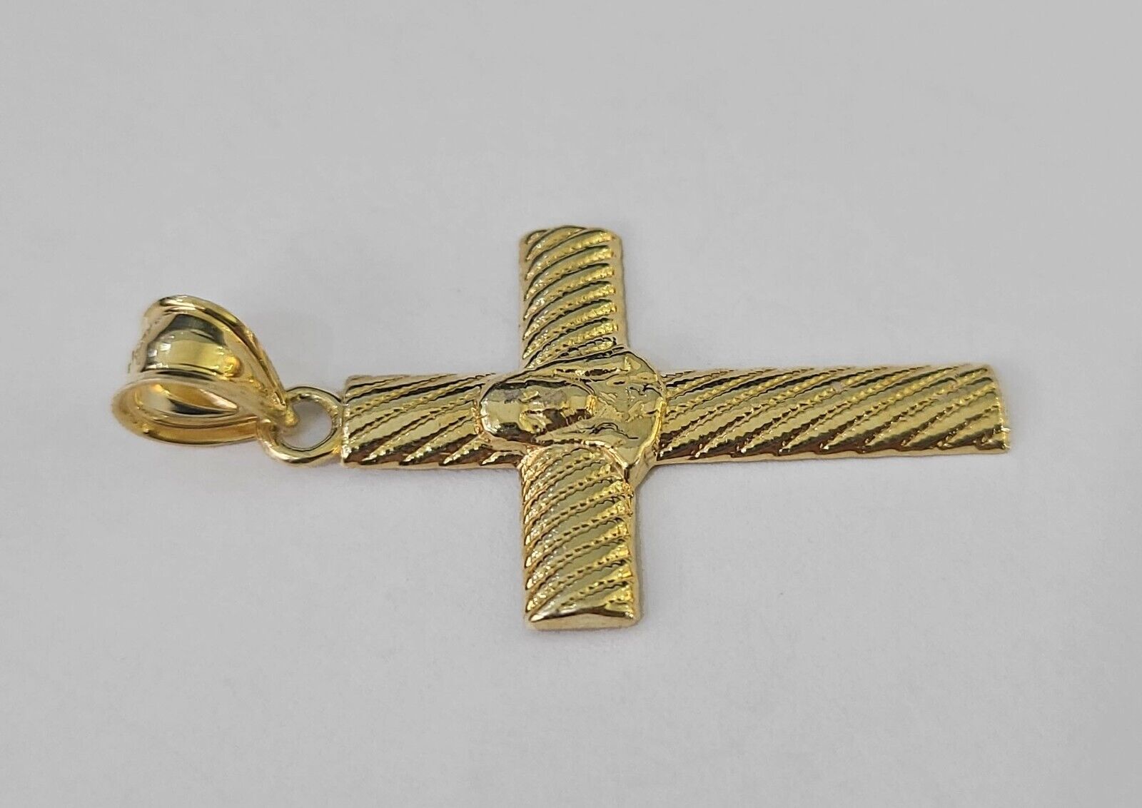 Real 10K Jesus Cross Pendant 1.5" Yellow Gold Charm Genuine - GoldenlinQ