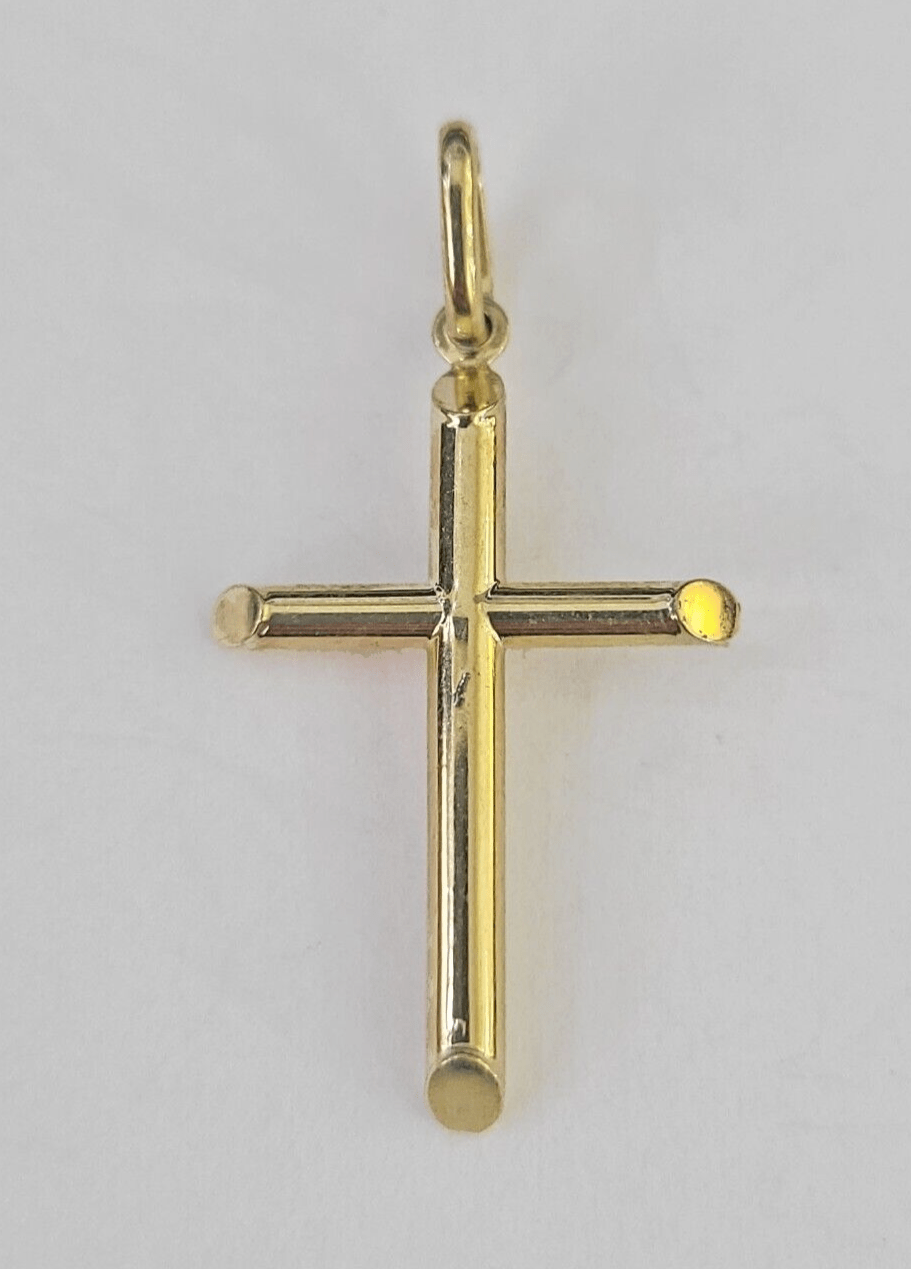 Real 10K Jesus Crucifix Cross Pendant 1" Yellow Gold Charm Genuine - GoldenlinQ
