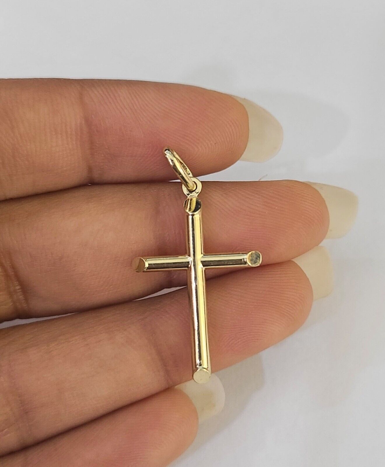 Real 10K Jesus Crucifix Cross Pendant 1" Yellow Gold Charm Genuine - GoldenlinQ