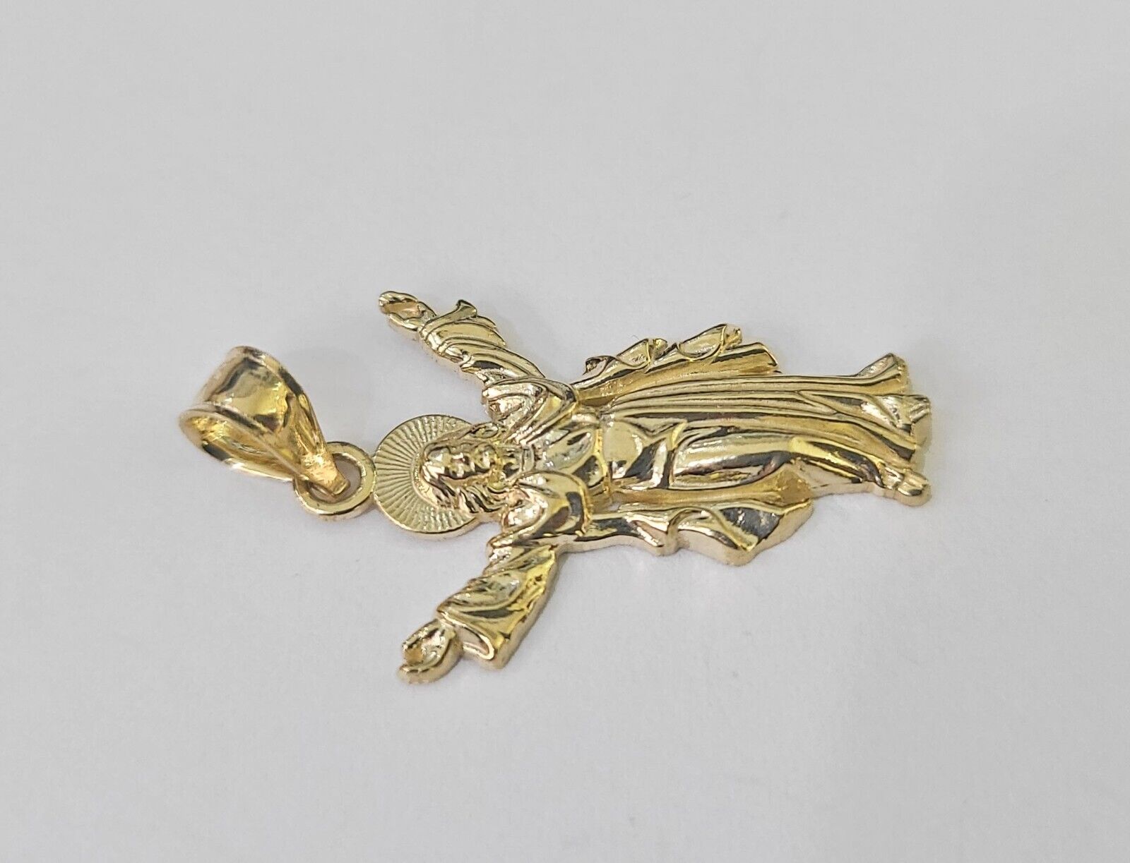 Real 10K Jesus Full Body Pendant Charm Genuine Religious Yellow Gold - GoldenlinQ