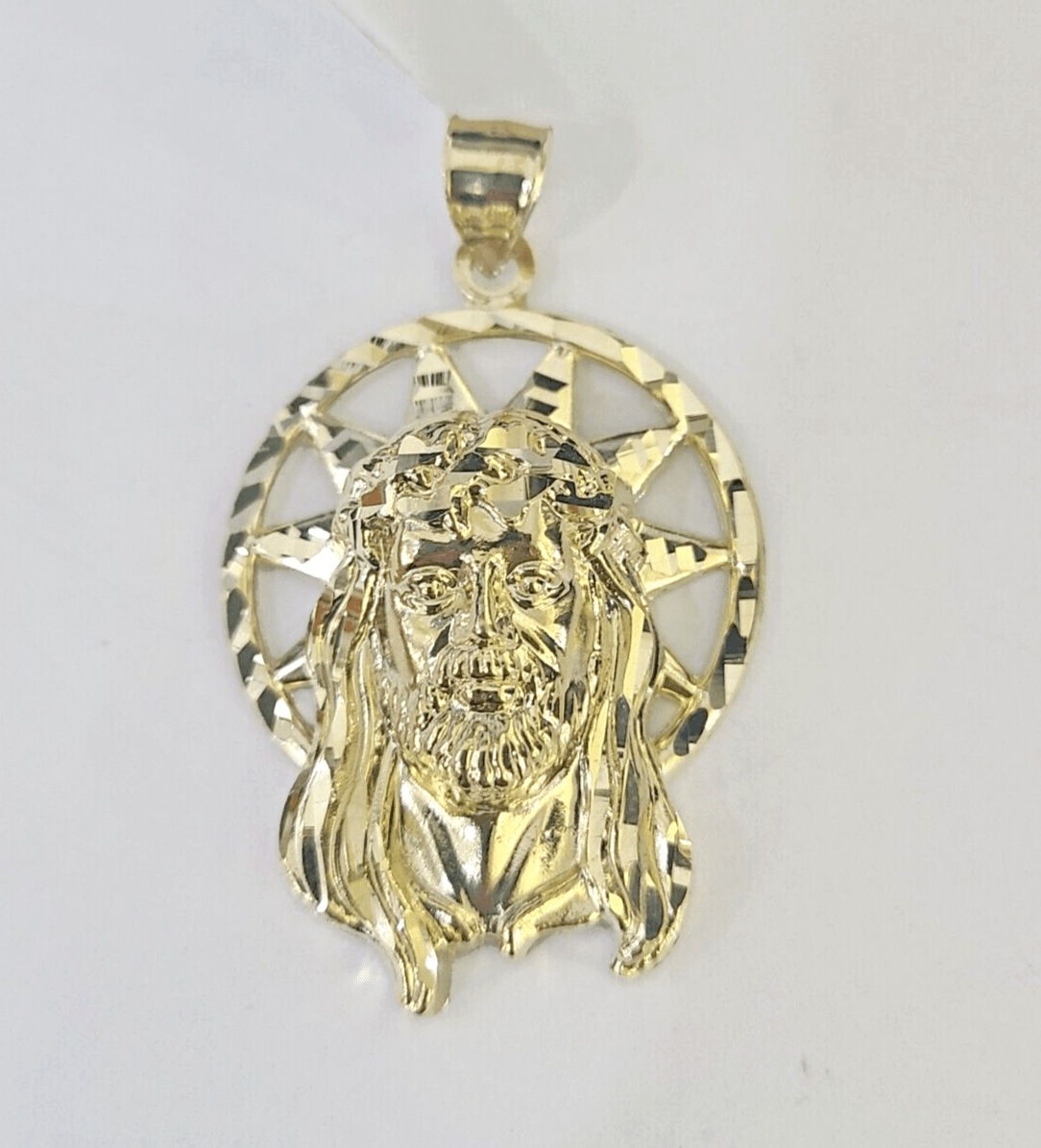 Real 10K Jesus Head Pendant Charm Yellow Gold Genuine 1.5" - 2" - GoldenlinQ