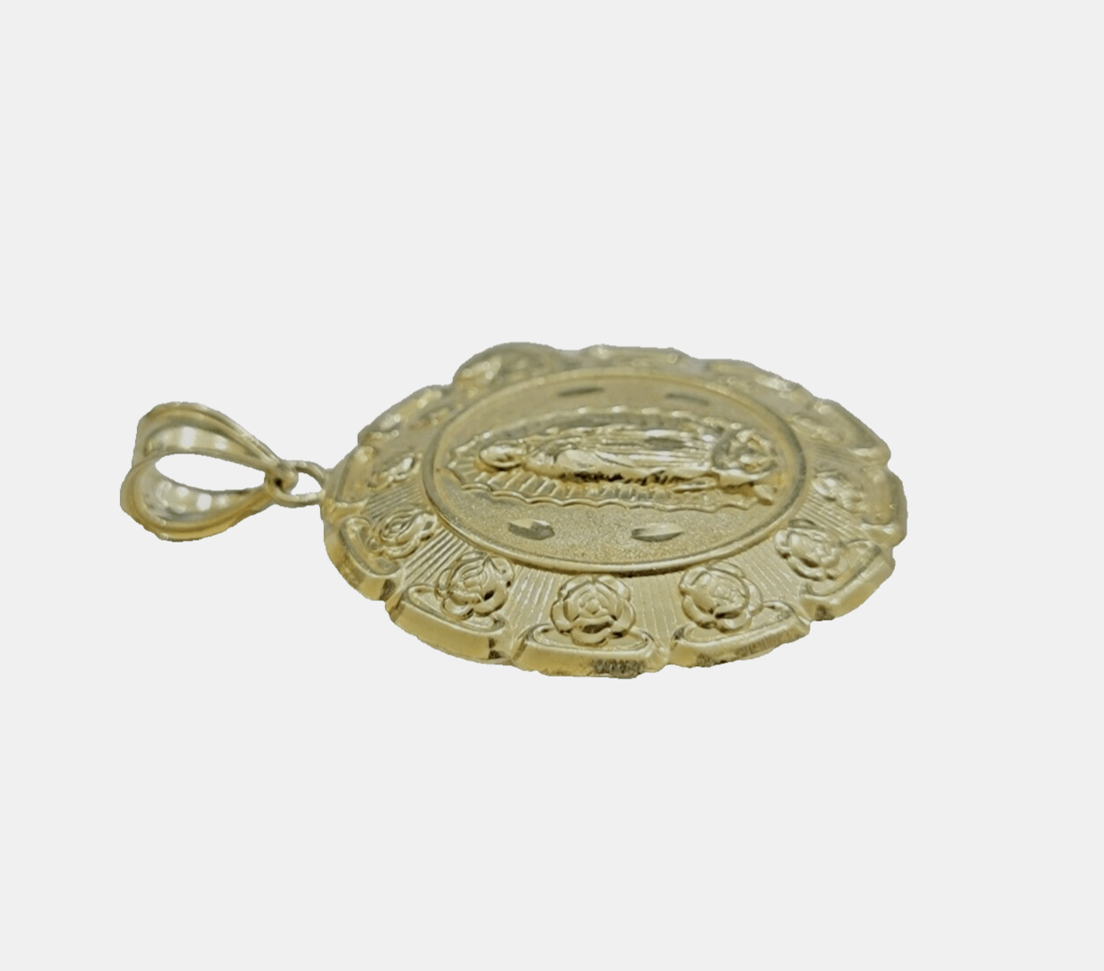 Real 10k Jesus Virgin Mary Charm Pendant Yellow Gold 1.8 Inch Chain Necklace New - GoldenlinQ