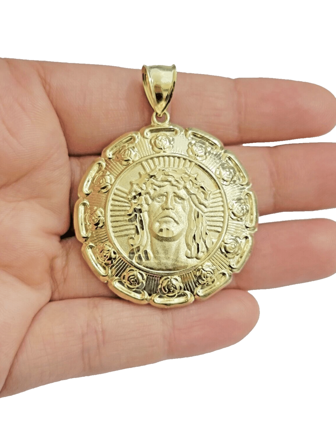 Real 10k Jesus Virgin Mary Charm Pendant Yellow Gold For 10kt Chain Necklace New - GoldenlinQ