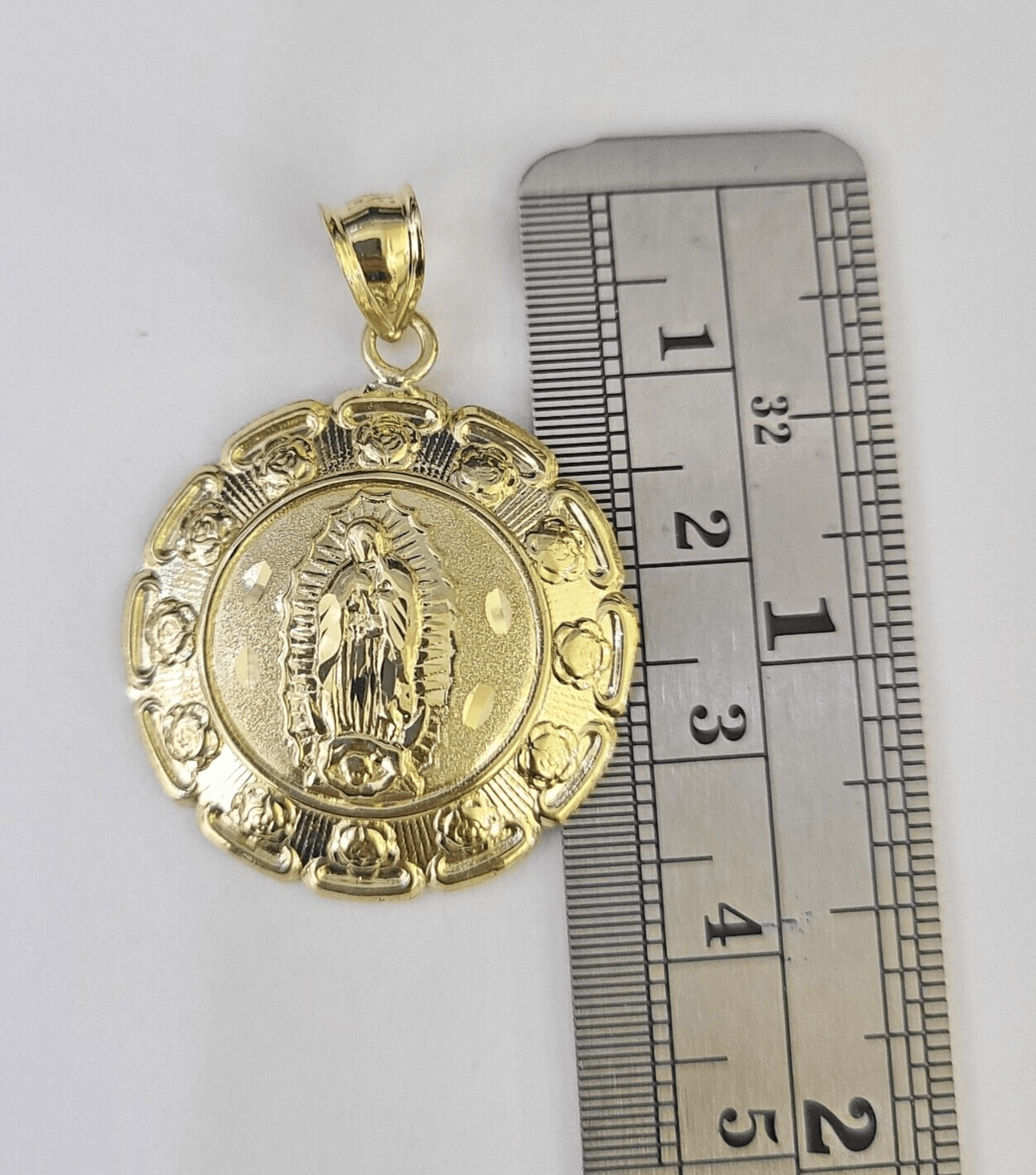 Real 10K Jesus Virgin Mary Pendent Charm 10kt yellow Gold Guadalupe - GoldenlinQ