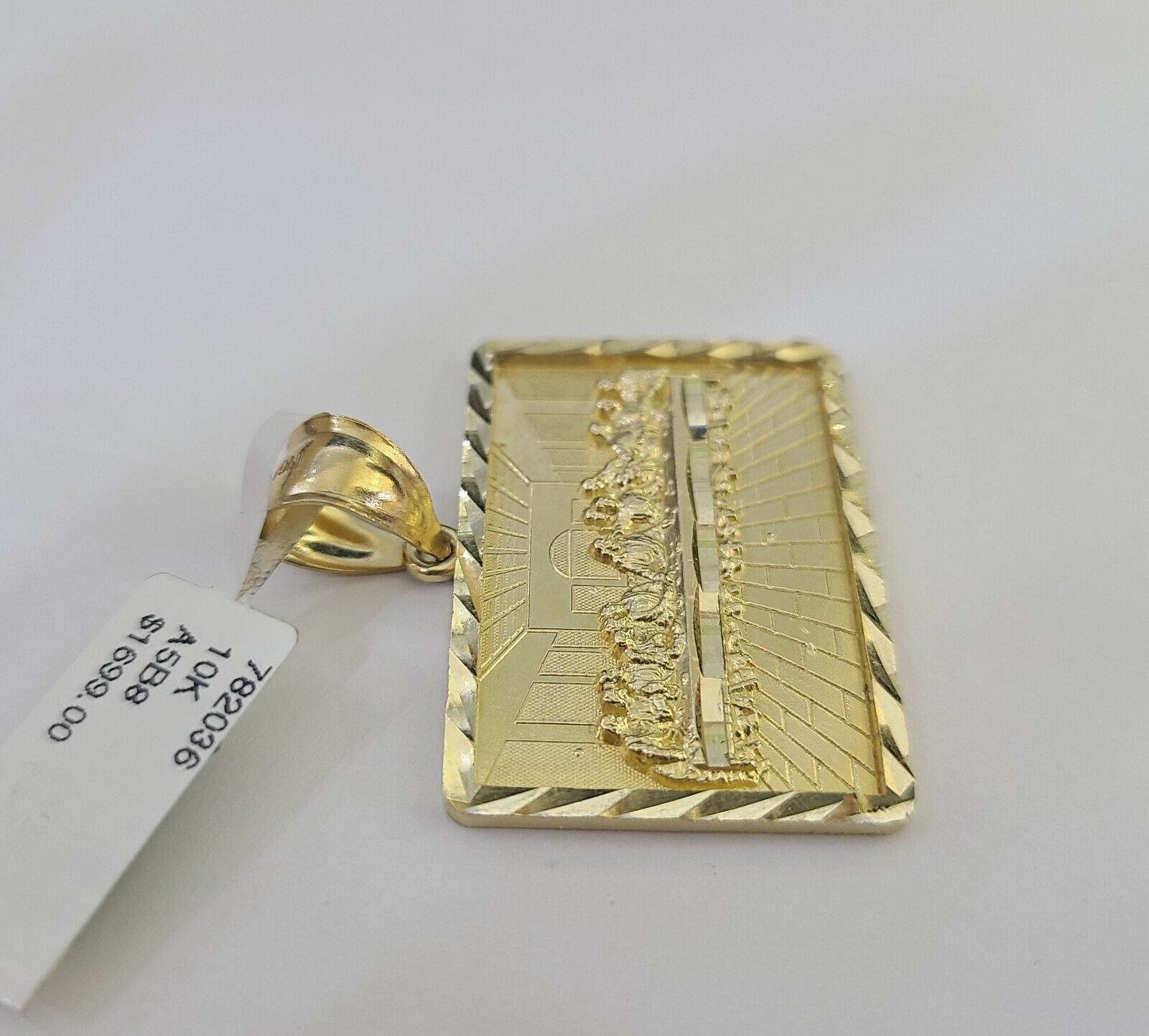 Real 10k Last Supper Pendant Charm Yellow Gold 1.25" Diamond Cut Genuine - GoldenlinQ