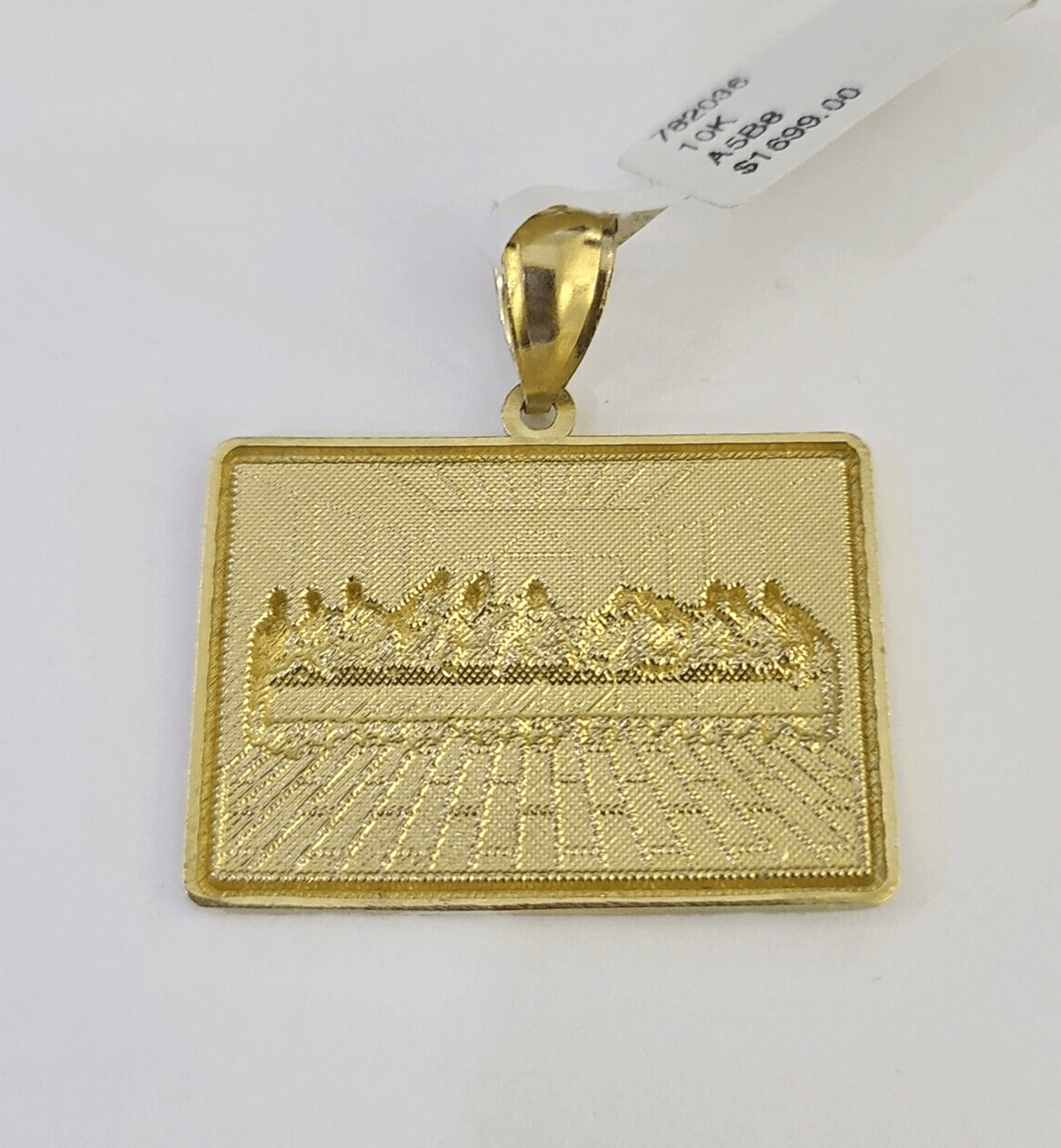 Real 10k Last Supper Pendant Charm Yellow Gold 1.25" Diamond Cut Genuine - GoldenlinQ