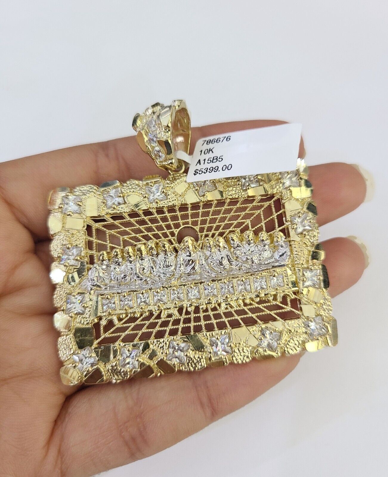 Real 10k Last Supper Pendant Charm Yellow Gold Genuine Mens Womens - GoldenlinQ