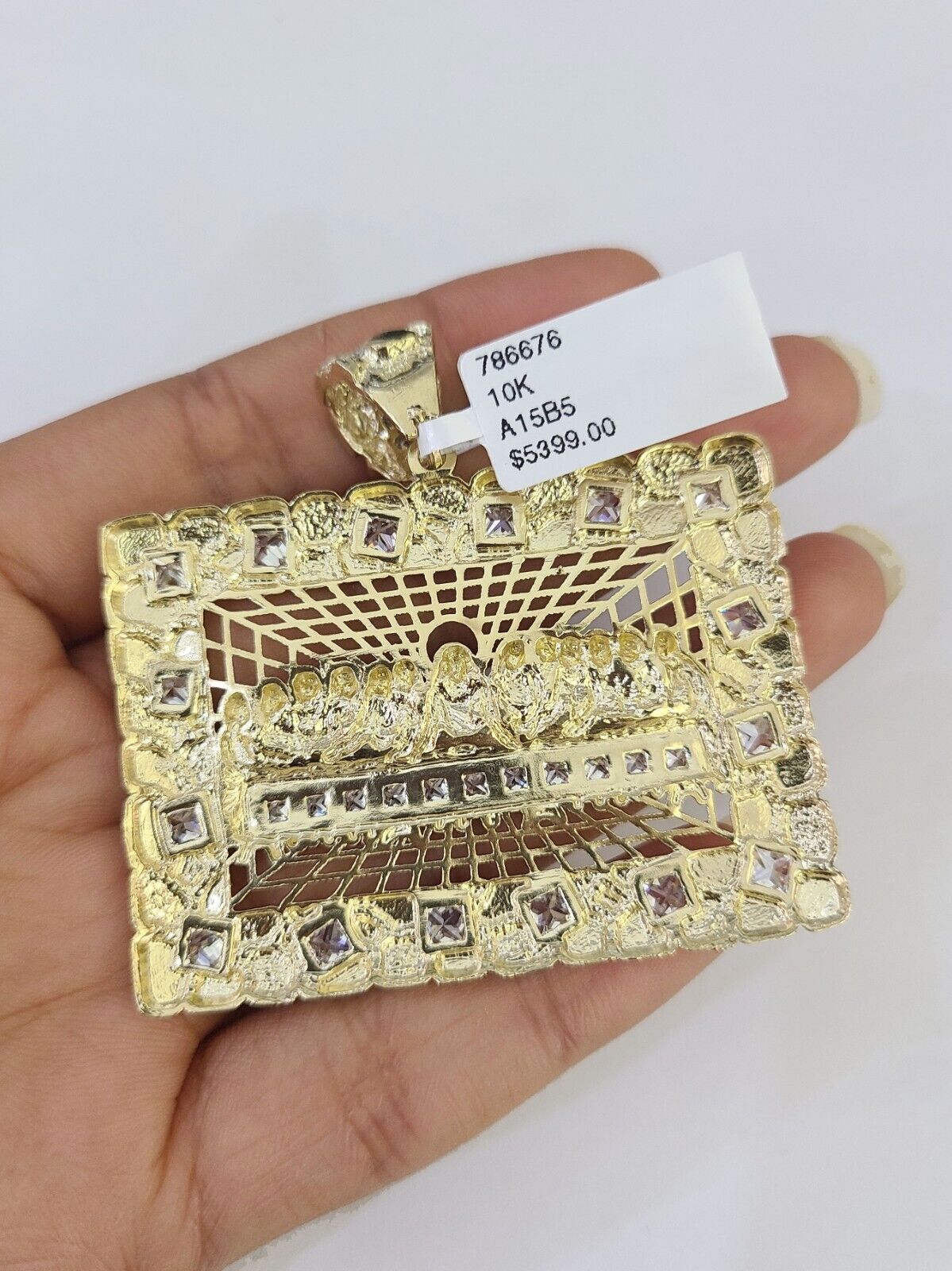 Real 10k Last Supper Pendant Charm Yellow Gold Genuine Mens Womens - GoldenlinQ