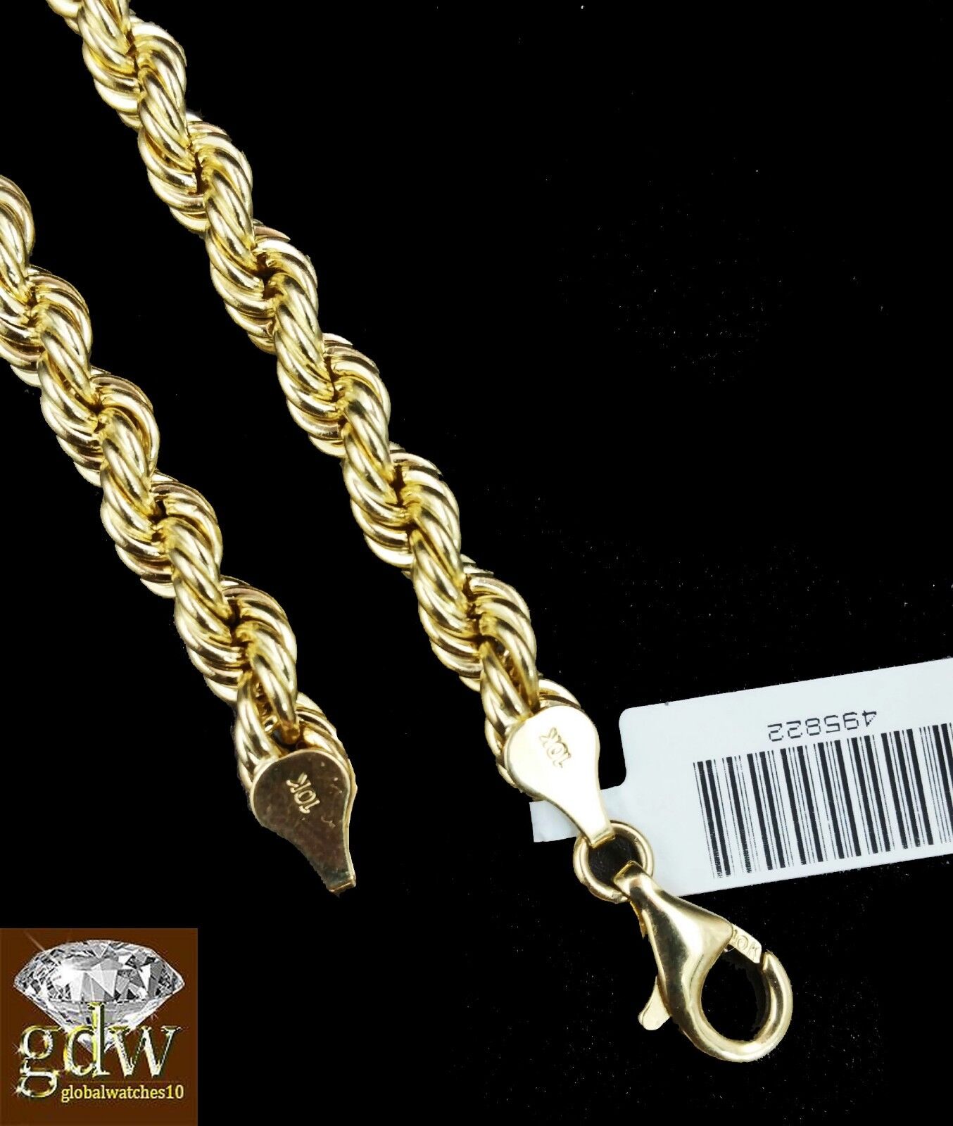 Real 10k Mens Yellow Gold Jesus Cross Charm/Pendant with 28 Inch long Rope Chain - GoldenlinQ
