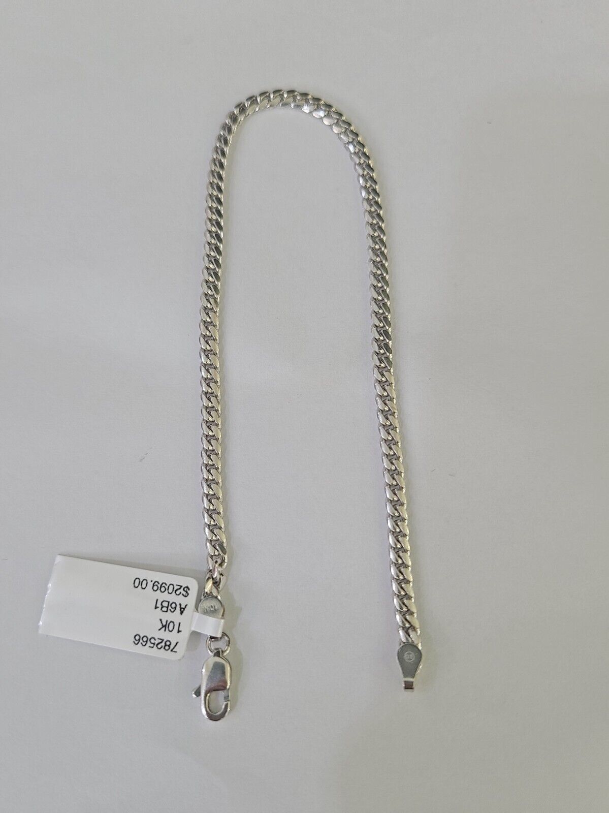 Real 10K Miami Cuban Bracelet White Gold Solid 3mm 8Inch Lobster Lock Genuine - GoldenlinQ