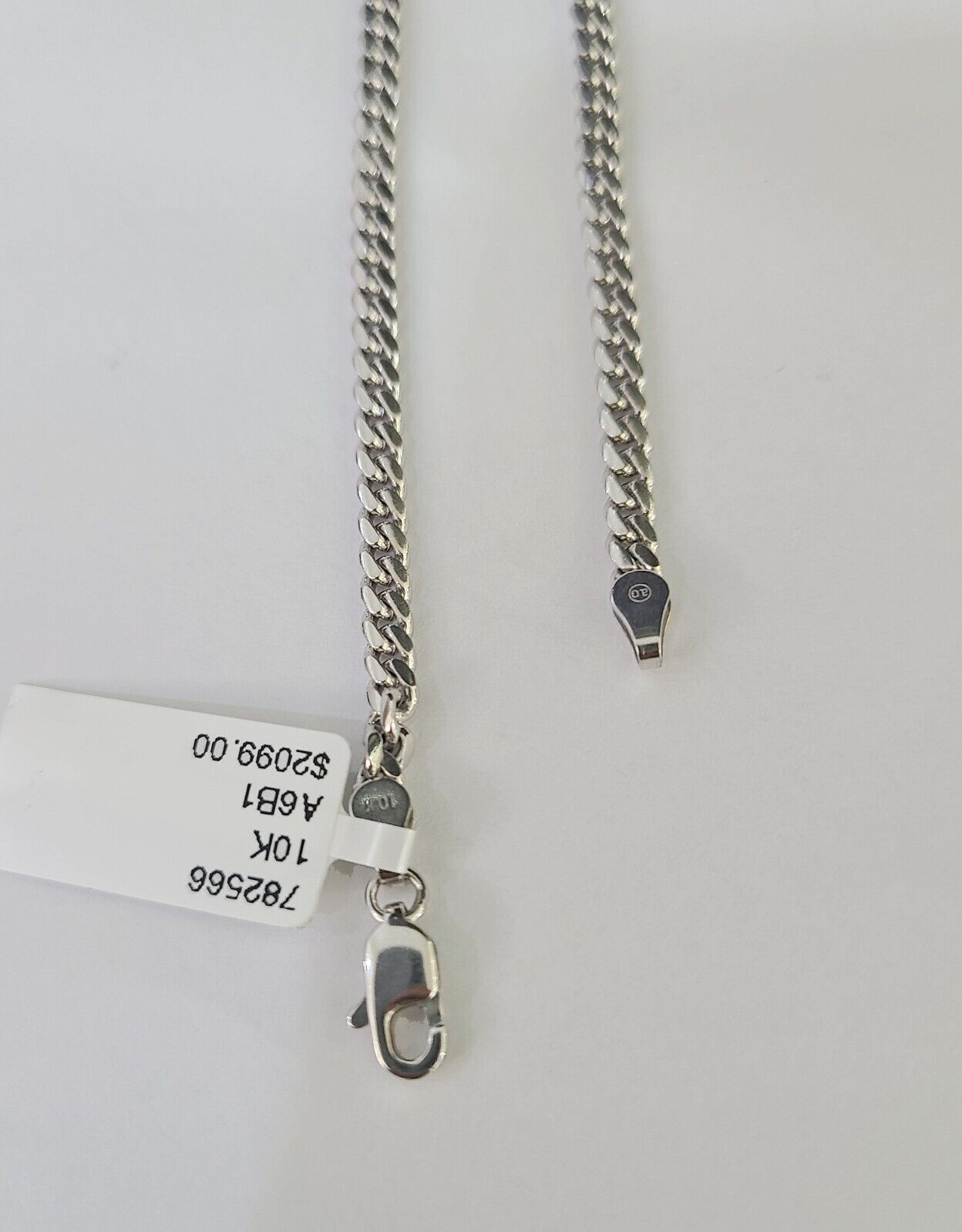 Real 10K Miami Cuban Bracelet White Gold Solid 3mm 8Inch Lobster Lock Genuine - GoldenlinQ