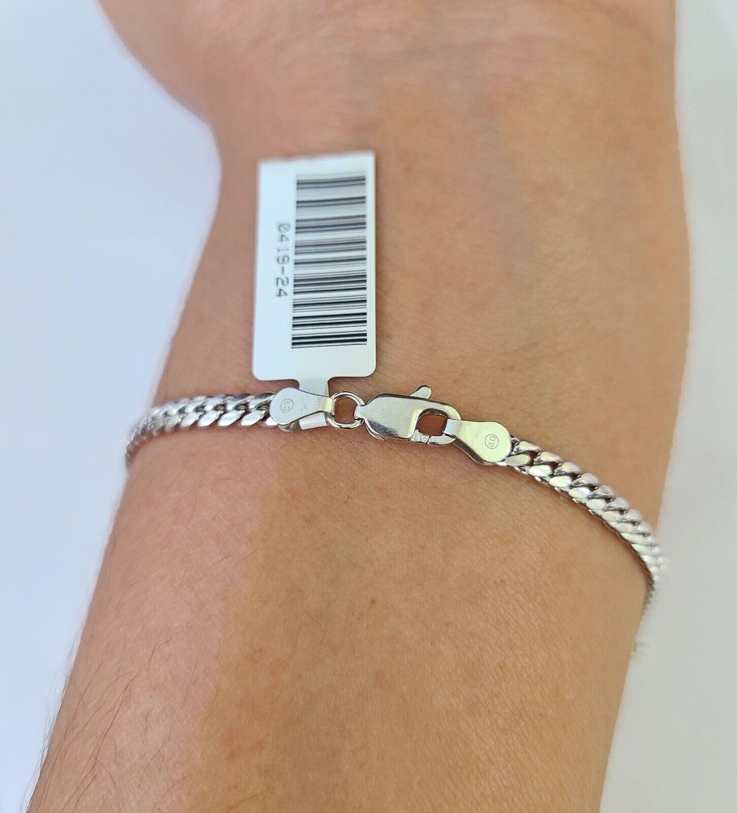 Real 10K Miami Cuban Bracelet White Gold Solid 3mm 8Inch Lobster Lock Genuine - GoldenlinQ