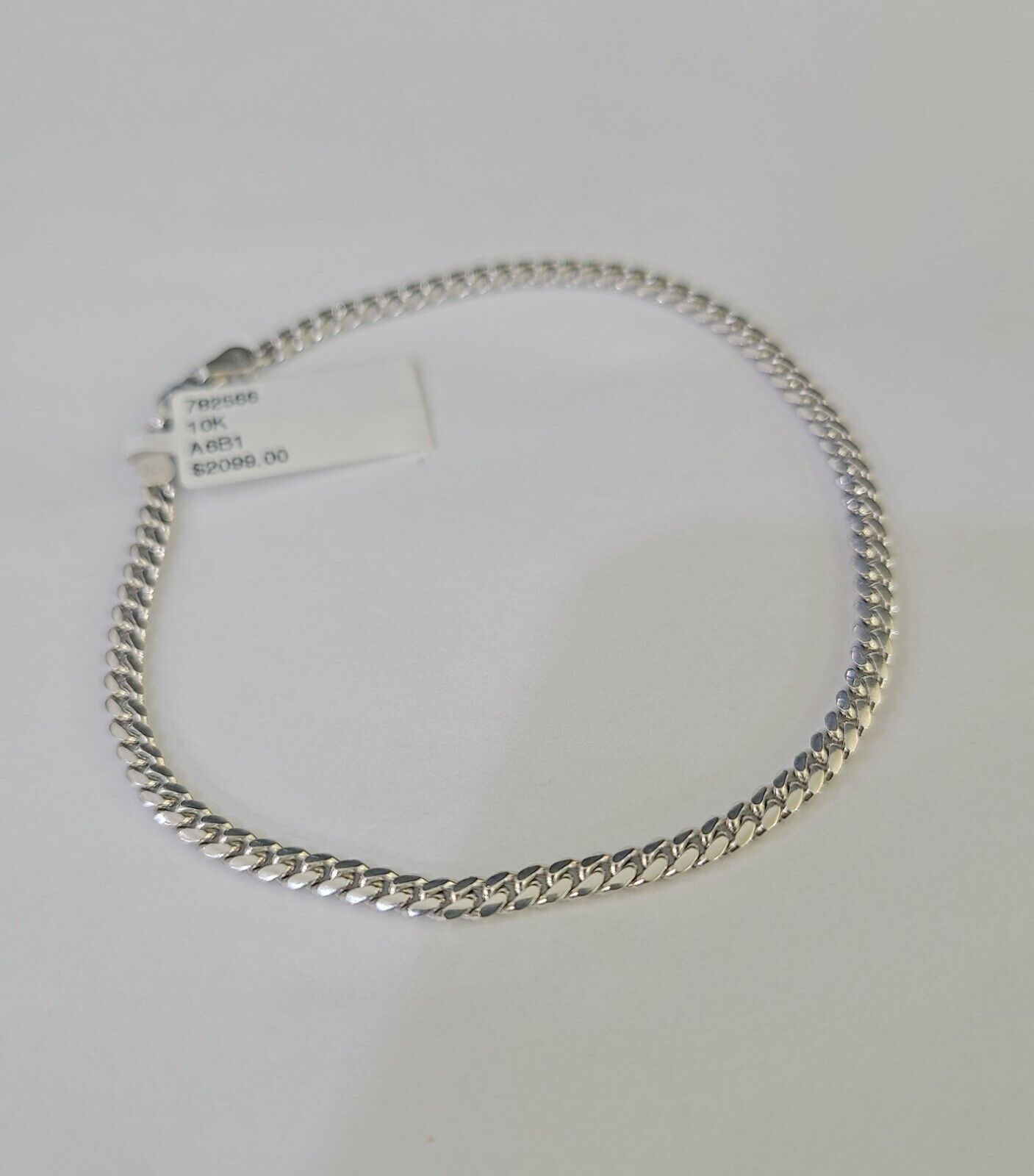 Real 10K Miami Cuban Bracelet White Gold Solid 3mm 8Inch Lobster Lock Genuine - GoldenlinQ