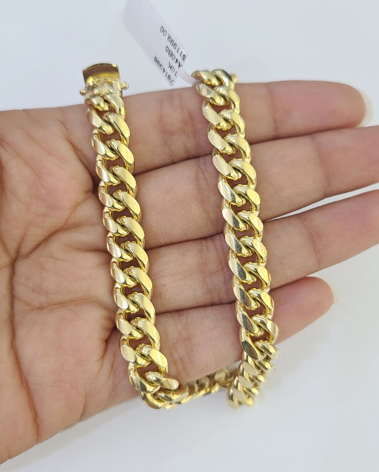 Real 10k Miami Cuban Link Bracelet Gold 8mm 8" Box Lock 10kt Yellow Gold - GoldenlinQ